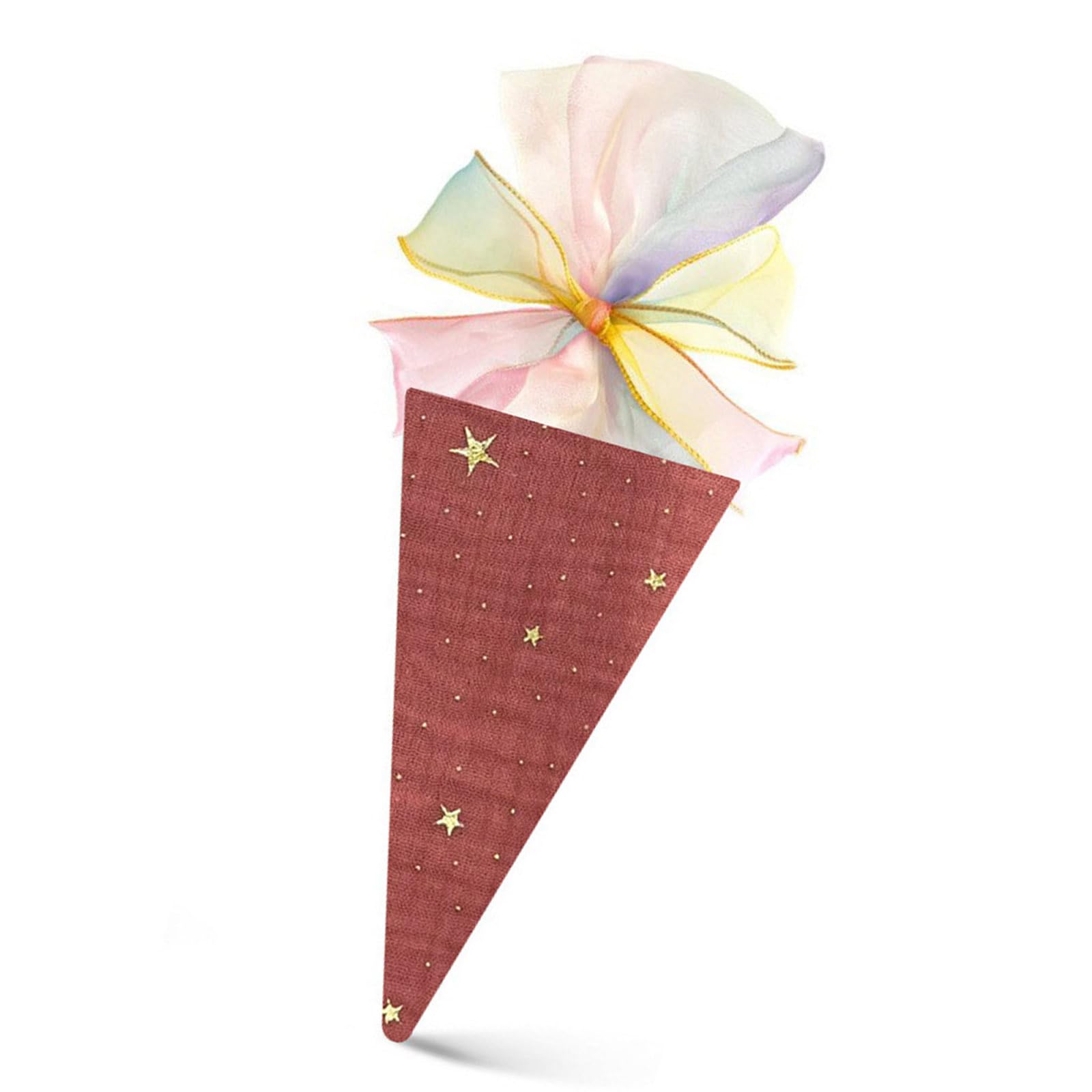 Shntig Brown Cream Cone Treat Bag Fabric Party Pouch With Sheer Ribbon Top For Candy, Classroom Giveaways And Small Treats Cone Treat Bag Fabric Party Pouch Candy Holder Ribbon Top Classroom Giveaway Back To Small