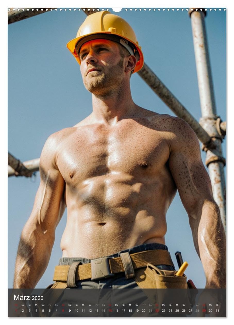 SEXY BAUARBEITER - Nackte Männer packen an (hochwertiger Premium Wandkalender 2026 DIN A2 hoch), Kunstdruck in Hochglanz: Erotischer Männerkalender: ... kraftvoll anpacken (CALVENDO Erotik)