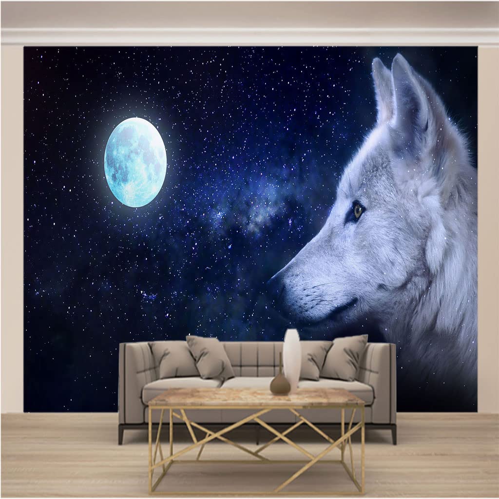 Tapisserie Photo Trompe l'oeil Grand Format Motif Lune Bleue Haute Définition