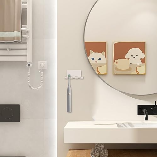 Miniatura 4 de Soportes autoadhesivos para cepillos de dientes montados en la pared, organizador de cepillos de dientes eléctrico con 3 ranuras para ducha,
