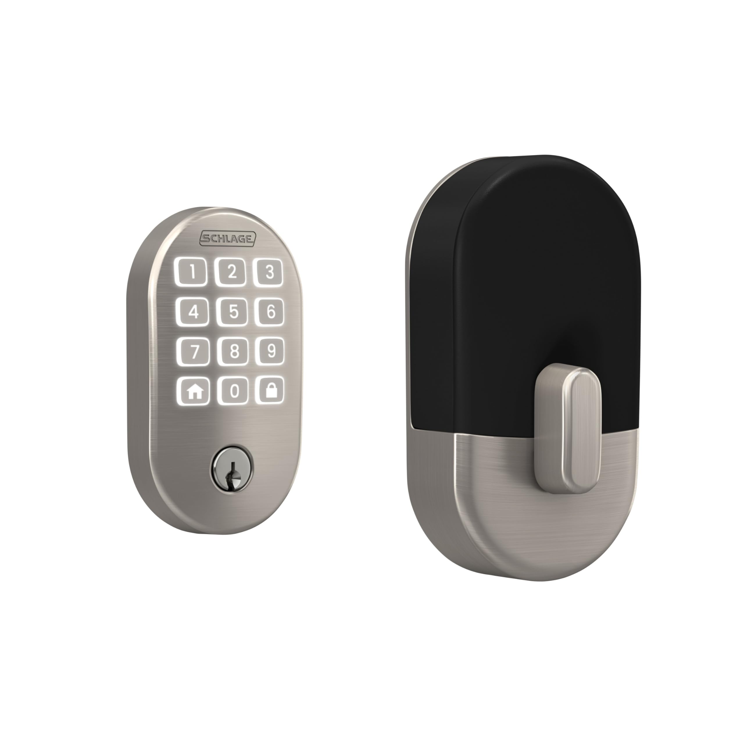 Kwikset 816 Key Control Deadbolt Lock, Round Satin Nickel Exterior Keyed Front Entry Door, Pick Resistant SmartKey Rekey Security, Single Cylinder Dead Bolt, with Microban Protection