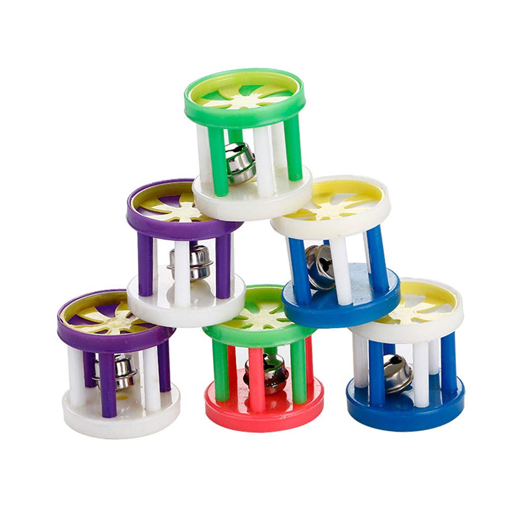 10pcs Pet Cat Bell Ball Cylinder Shape Pet Colorful Teasing Toys Plastic Ringing Roller Toy for Cat Kitten (Random Color)- Dog Toy