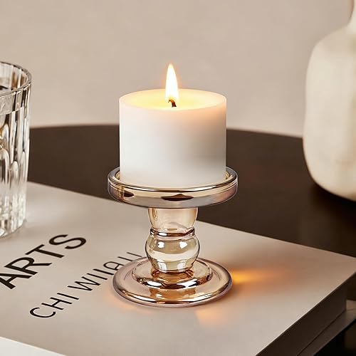 Miniatura 6 de Portavelas de cristal, juego de 3 portavelas para velas de pilar, portavelas para velas cónicas de pilar, centro de mesa para boda, comedor, sala de