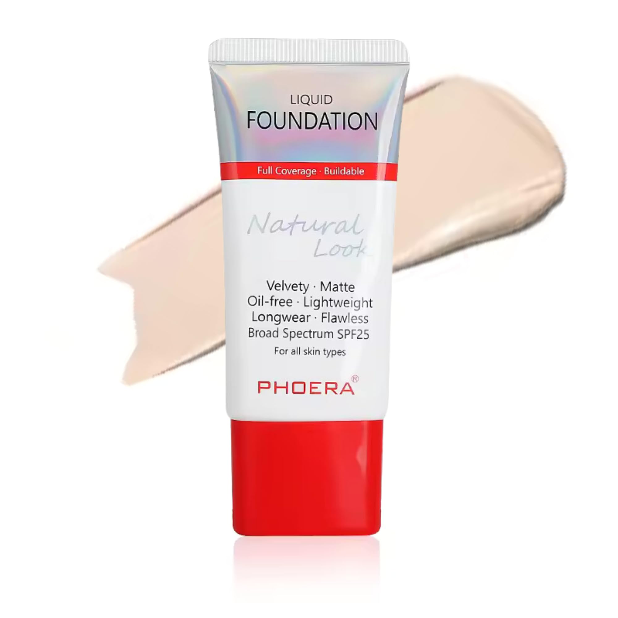 Foundation Full Coverage Makeup, 24hr Long Lasting Oil Control, Soft Matte Flawless Waterproof Foundation, New Improved Packaging and Tube with Lid (101 - Porcelain, 30ml)