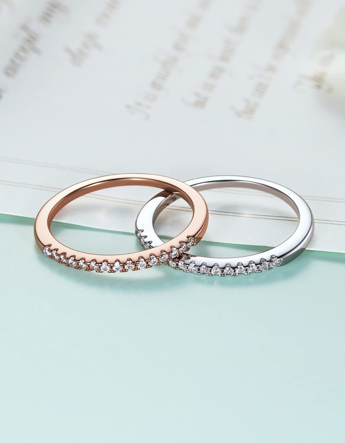 MomentWish Anelli Donna, Anello di Fidanzamento Moissanite VVS1 D Colore Fedine Fidanzamento Coppia Eternità Anello Anelli Sottili Anelli Donna argento 925 Regalo di nozze per Donna Sposa
