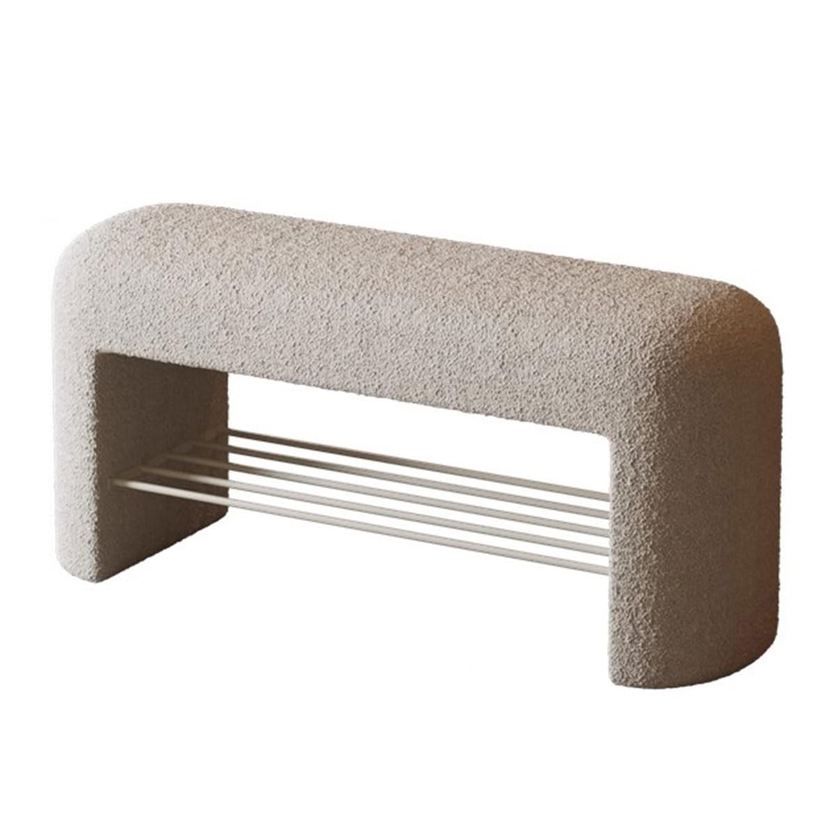 Banc d'entrée incurvé en bois massif beige de 60 cm pour couloir