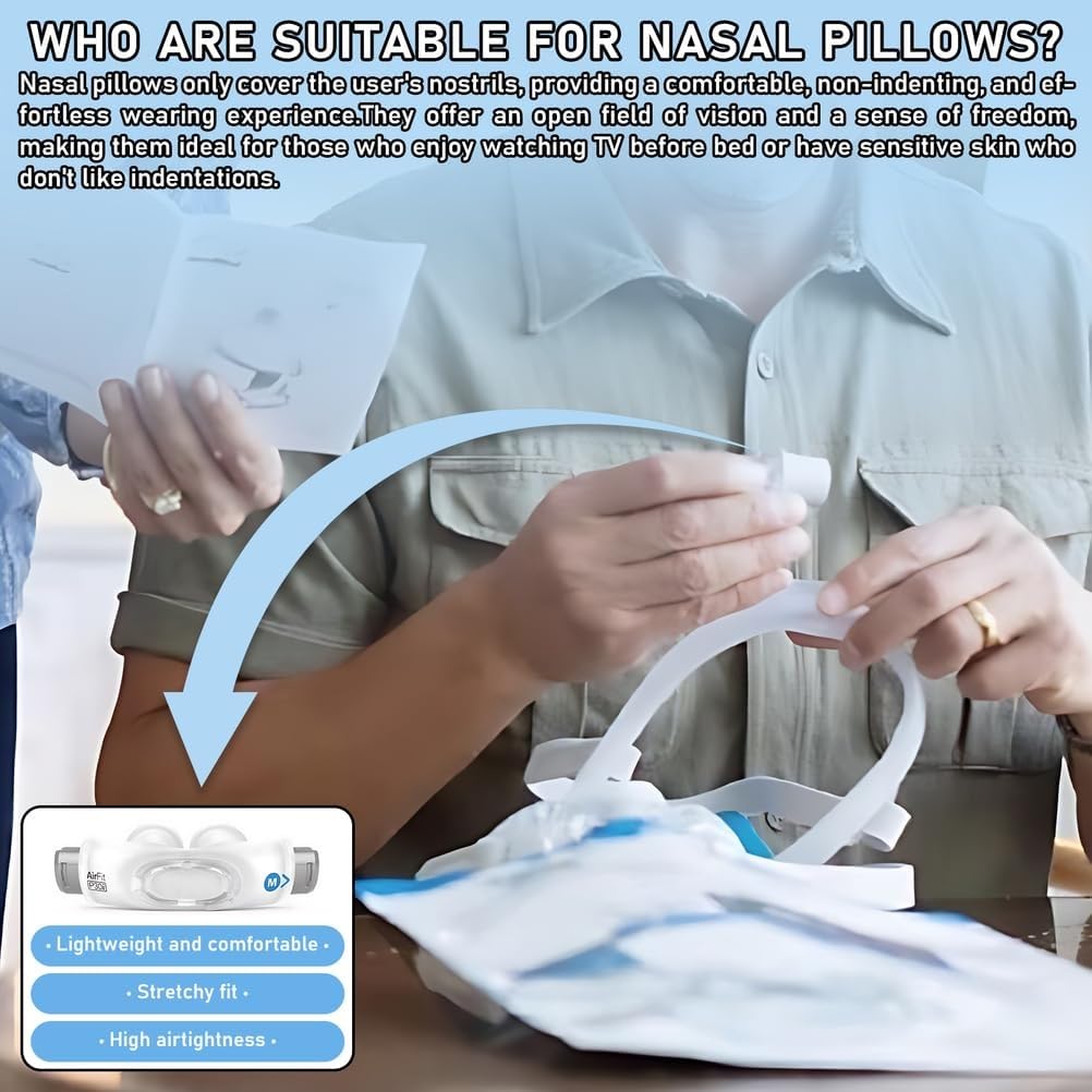 Telaio del tubo del cuscino nasale - Include adattatore nasale piccolo, medio, grande, copricapo, cuscino, telaio e gruppo gomiti