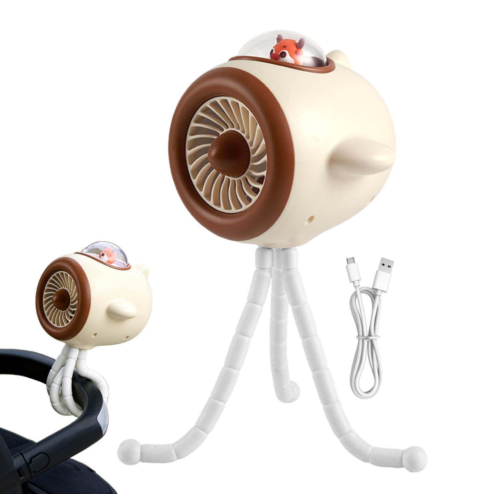 Ventilatore Portatile per Passeggino 3 Velocità con Luce LED