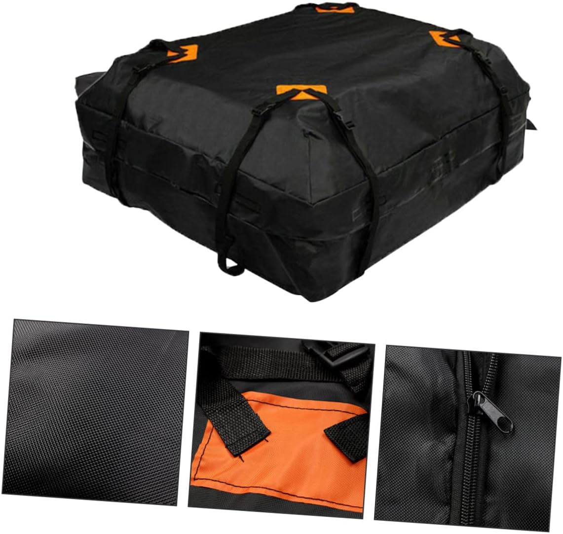 Unomor 1pc Auto Roof Bag Cargo Carrier for Vehicles Easy to Install Reinforced Straps Extra Storage for Family Travel Oxford