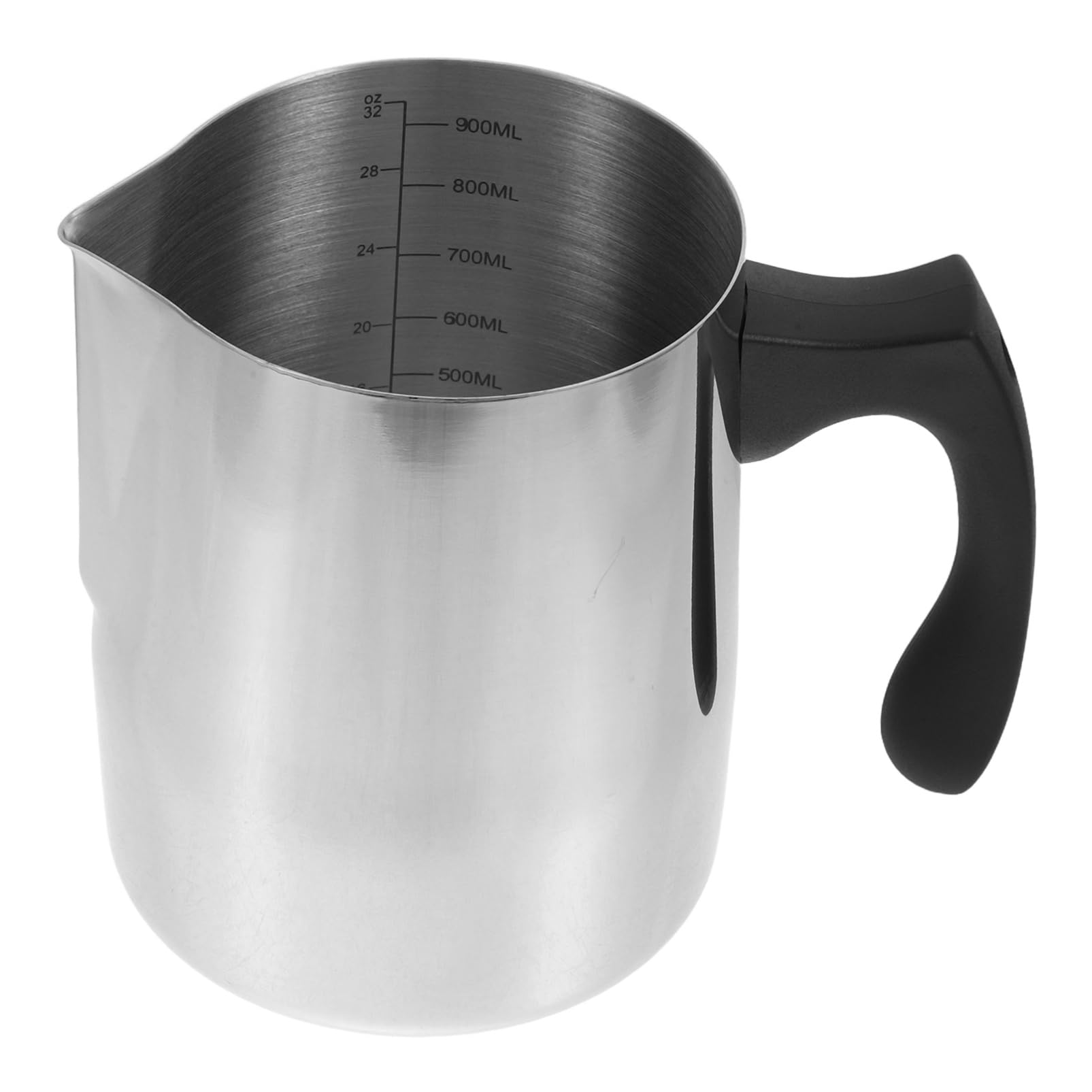 CIYODO Stainless Steel Latte Art Pitcher with Heat-resistant Plastic Handle 1000ml Milk Frothing Jug for Coffee Baking Candle Making