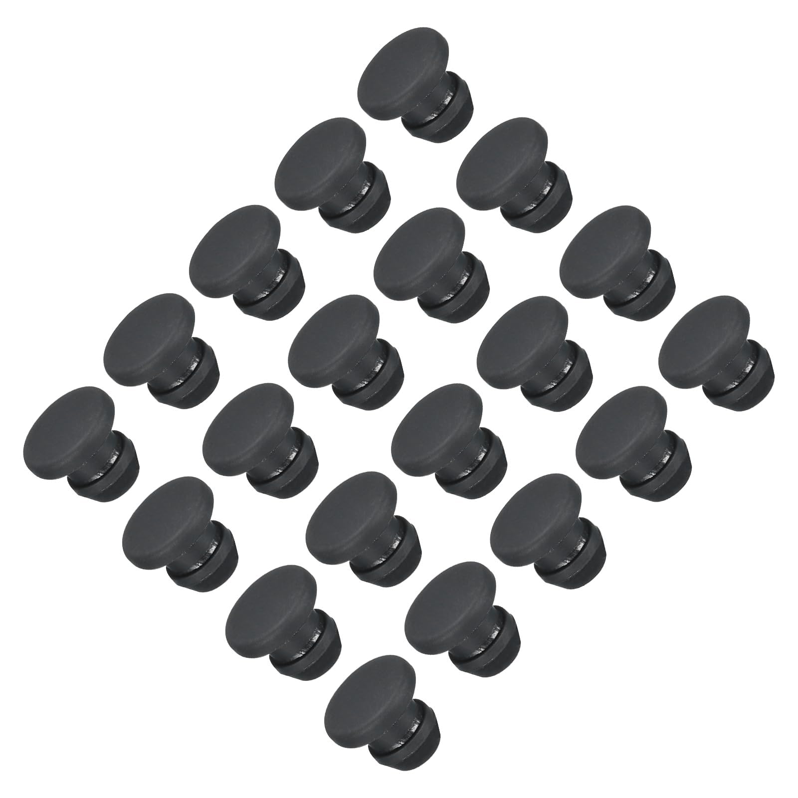 TOP-VIGOR 20Pcs Silicone Snap in Locking Hole Plugs, 5mm Diameter Hole Stoppers, Rubber Panel Seal Cover Flush Type Panel Round for Kitchen Rubber Bulkheads Waterproof Sealing Plugs, Black โ image 1