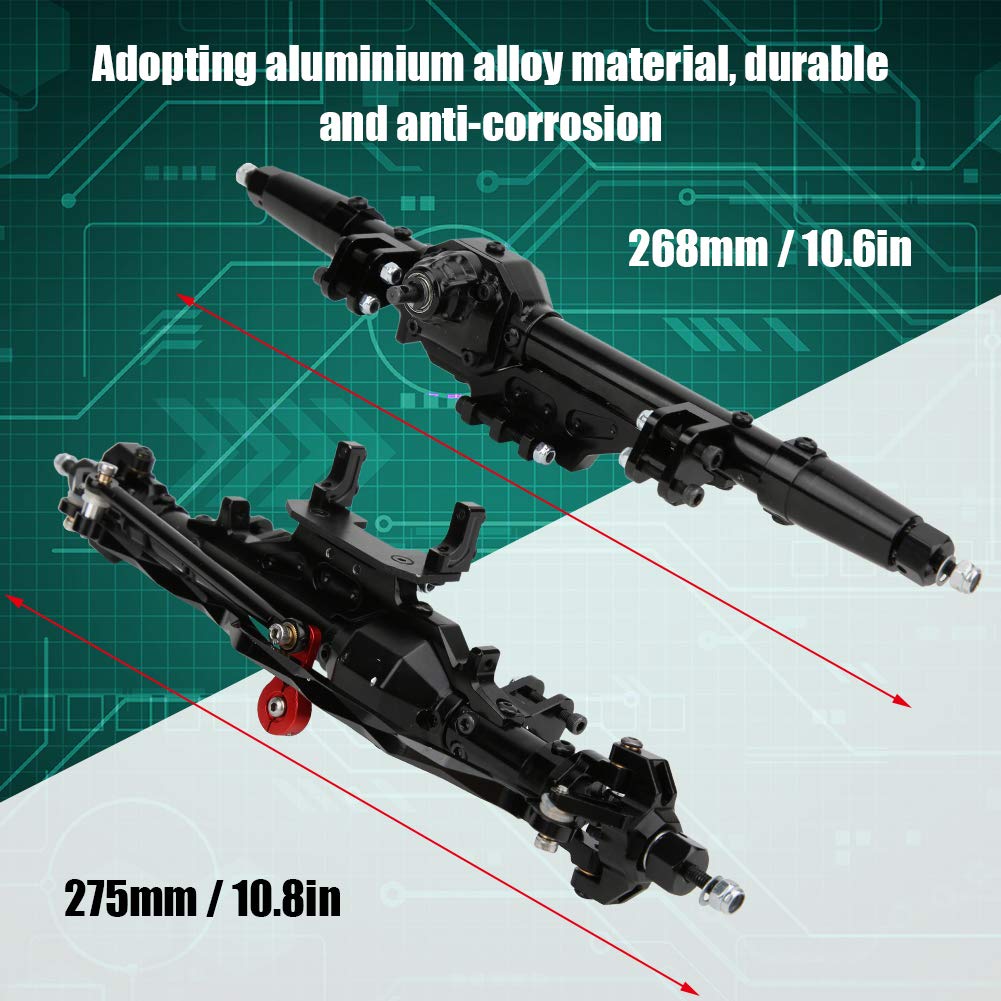 Eje Delantero Y Trasero De Aleación De Aluminio Para 1/10 RC Rock Crawler Axial Wraith RR10 - Actualización Resistente Y Duradera En Negro