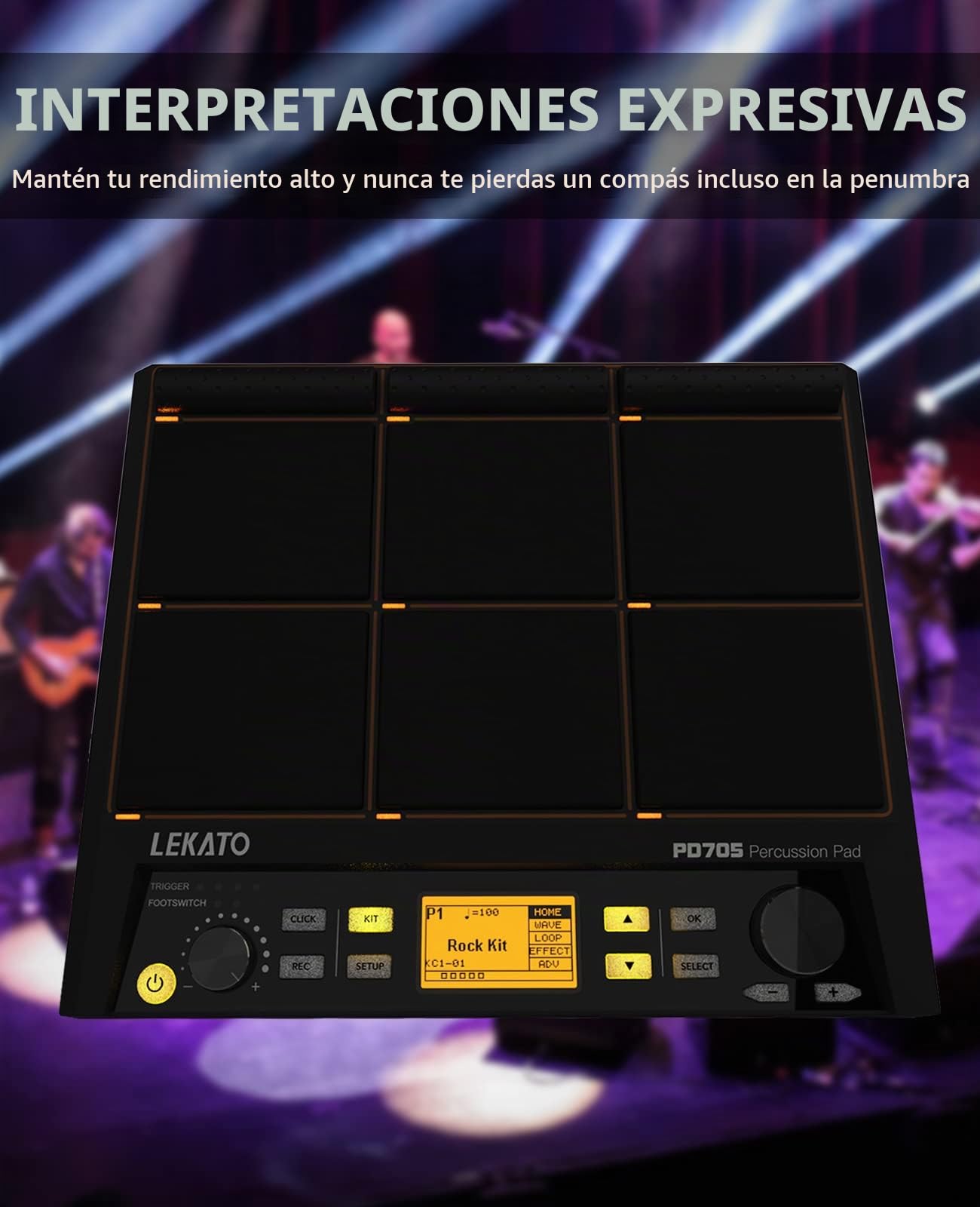 Drum Sample Pad, LEKATO Electric Drum Set Pad con 9 pads de batería sensibles a la velocidad, 30 kits de batería incorporados, multipad de pads de percusión con salida MIDI, USB MIDI, looper