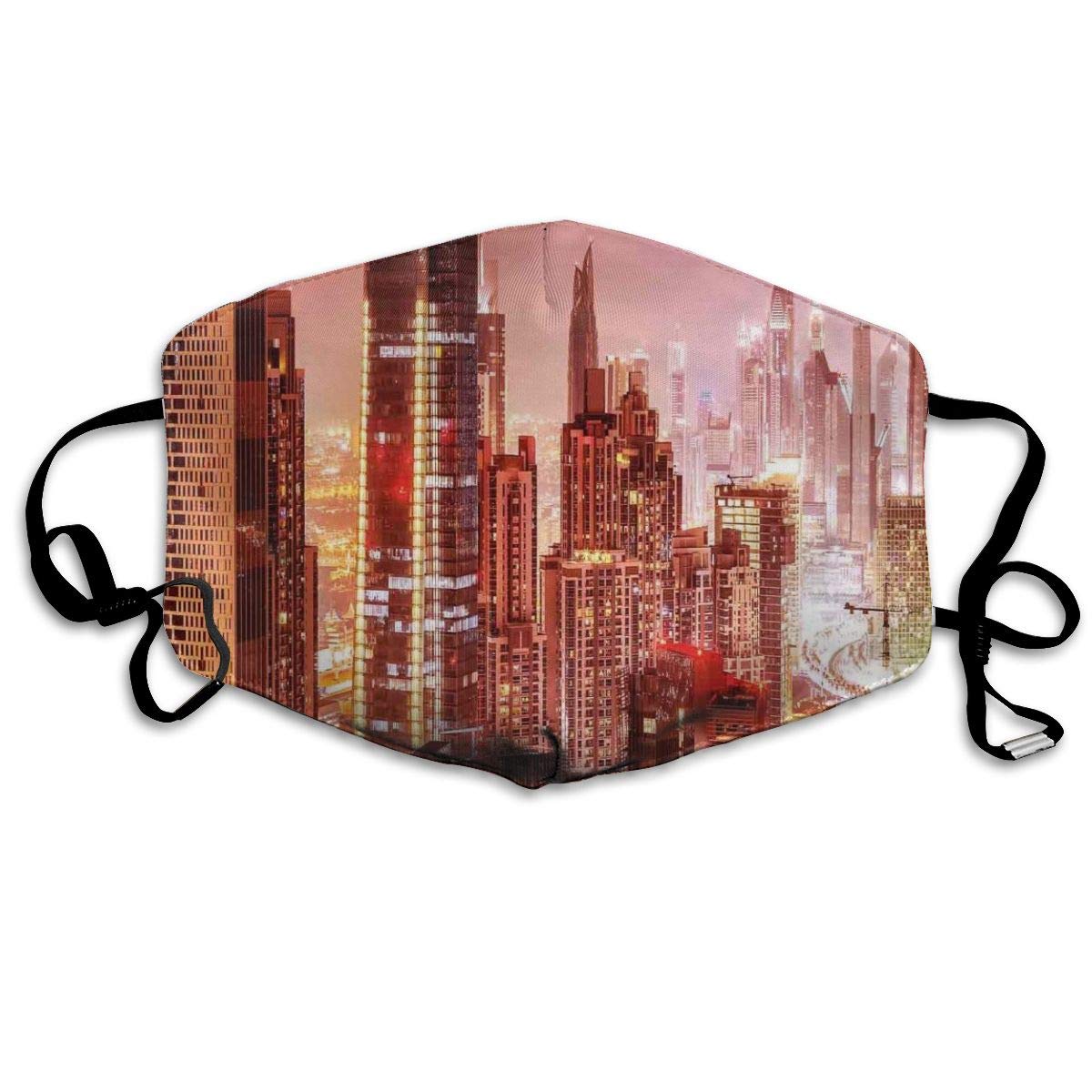 not Dubai At Night Cityscape With Tall Skyscrapers Panorama Picture Arabian Peninsula New Sun-Proof Fashion Face Mask Bandana Headwear For Men And Women