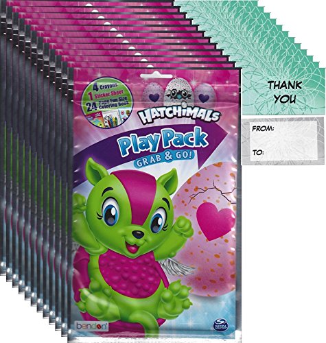 Bendon Hatchimals Grab and Go Play Packs Bundle (12 Packs) Party Favors and 12 Thank you Cards