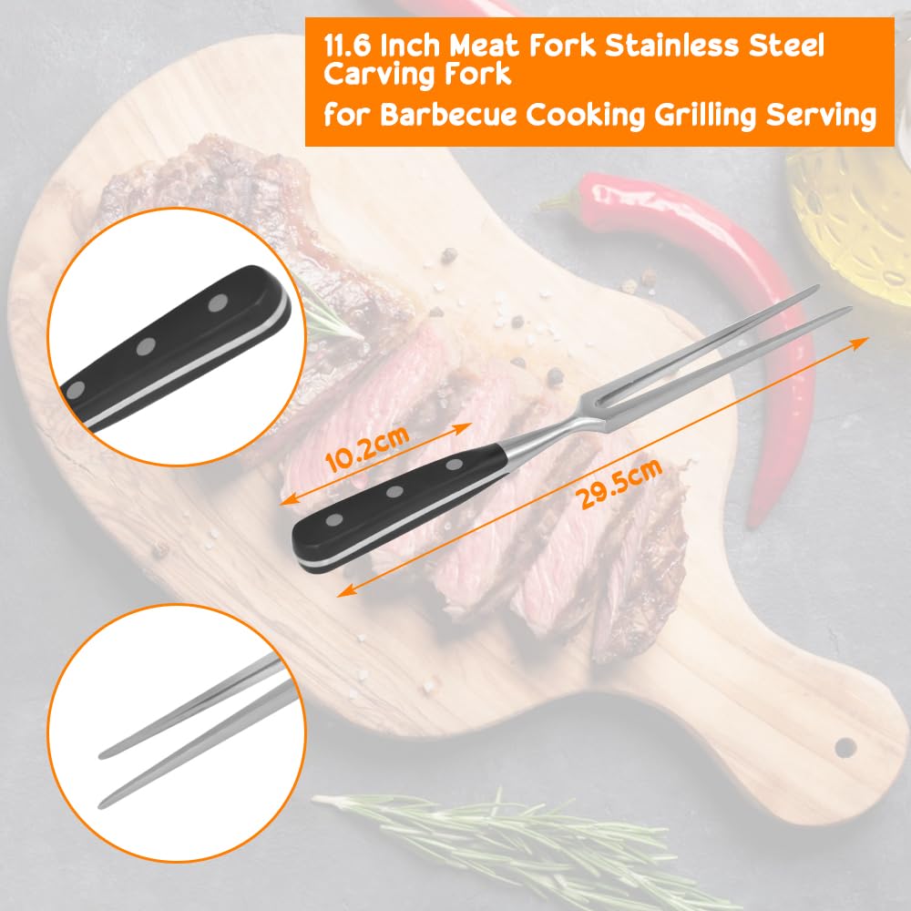 HEKOBAG Forchetta per Carne in Acciaio Inox - Da Barbecue e Arrosti, Lama 19 cm