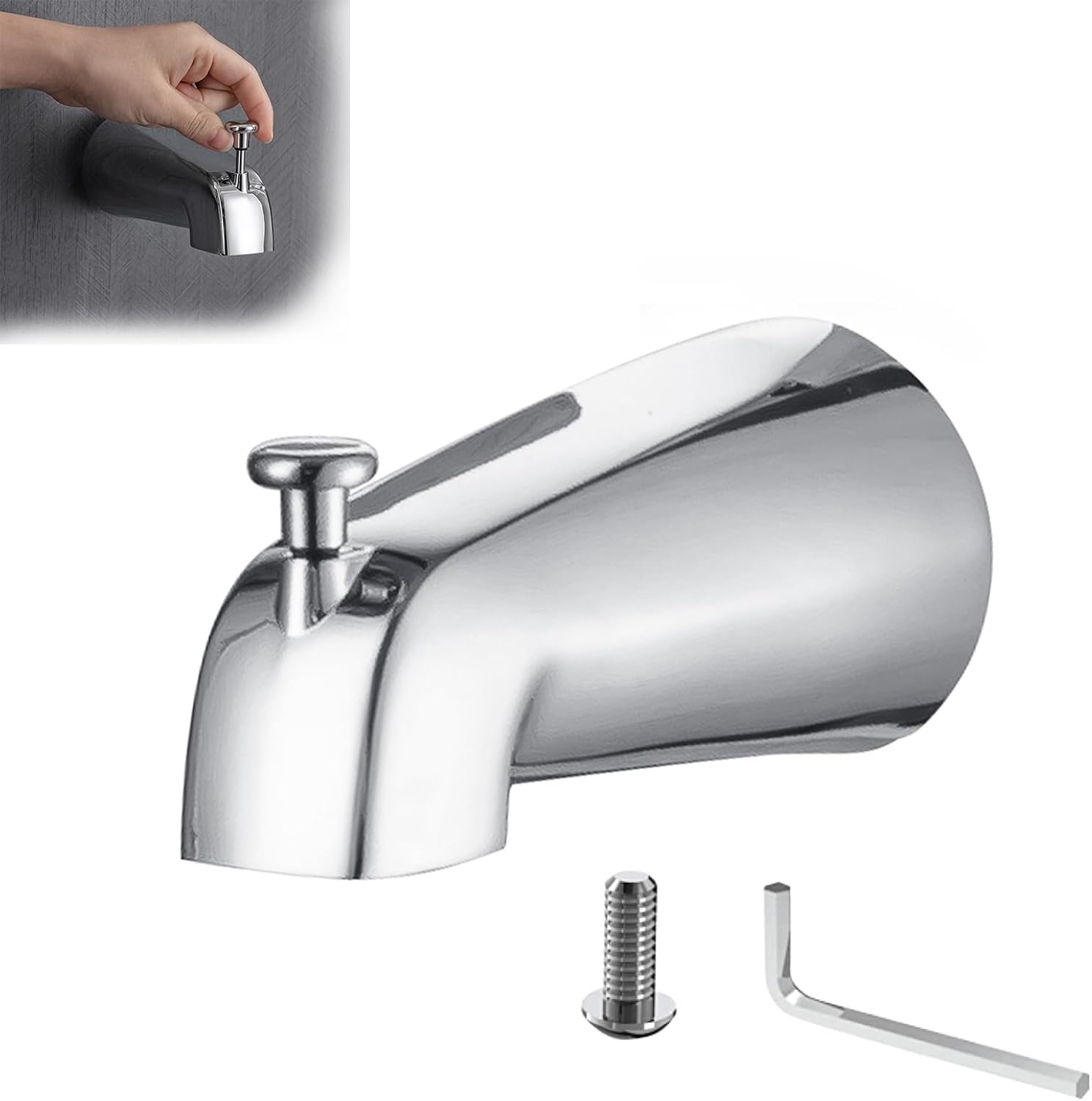 Slip Fit Tub Spout with Pull-Up Diverter for Copper Tube Bathtub Spout with Diverter Slip On Tub Spout Bath Tub Tube Sprayer, Chrome