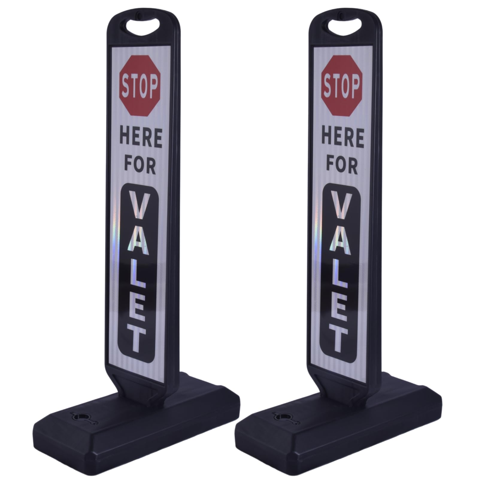 VILBLE Valet Parking Sign with Heavy Weighted Water-Filled Base - 2 Sets, Reflective Safety Traffic Sign for Driveways, Parking Lots, and Events,