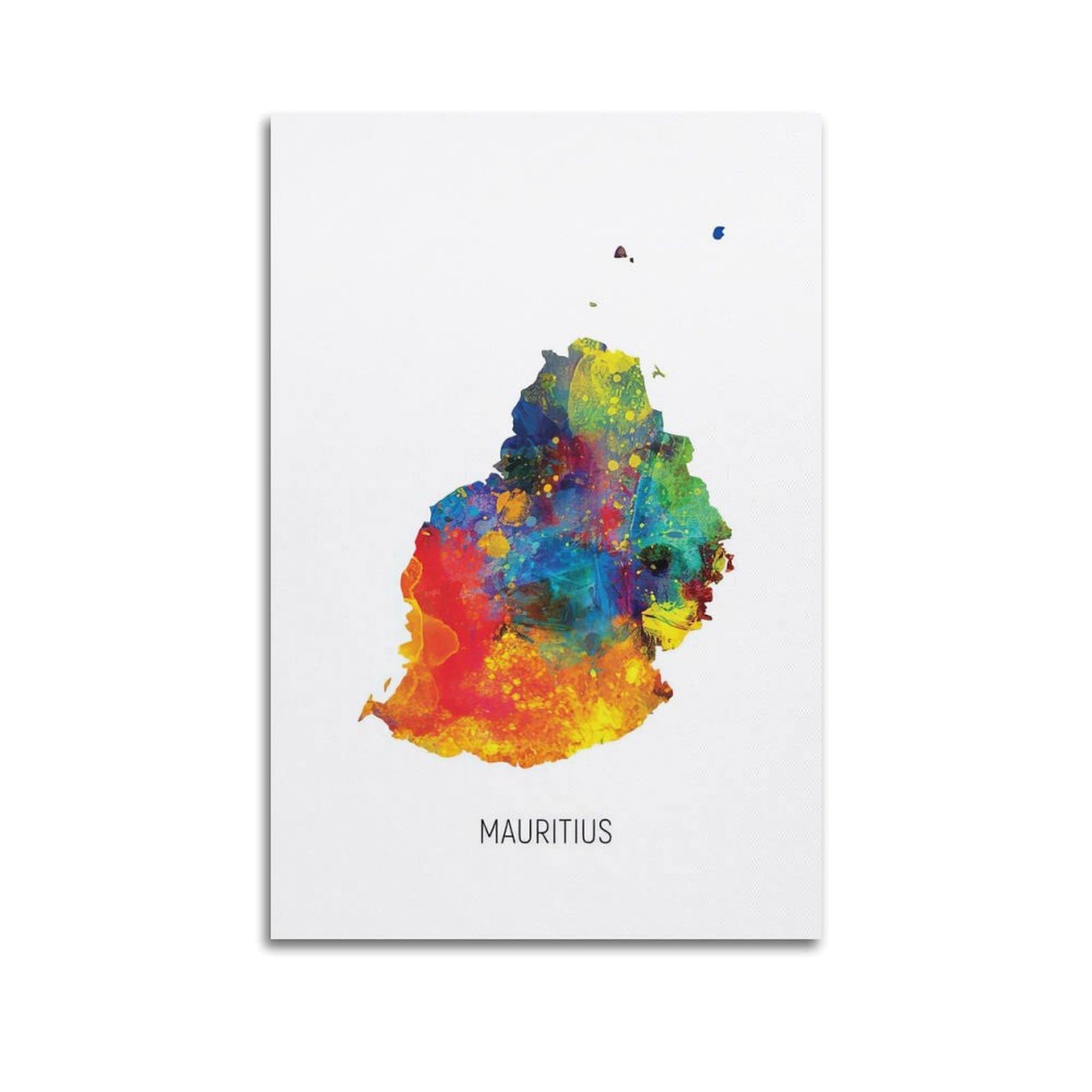 MJZLQN Map Poster Of Mauritius With Watercolor Poster Decorative Painting Canvas Wall Posters And Art Picture Print Modern Family Bedroom Decor Posters 20x30inch(50x75cm)