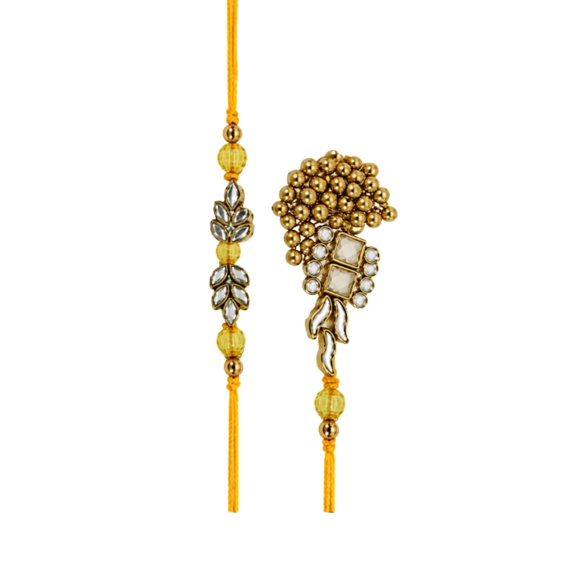 premium designer nikasi rakhi set for brother | handmade mirror work with crystal & beaded thread for bhabhi & sister | traditional raksha bandhan rakhi for men & women | pack of 2