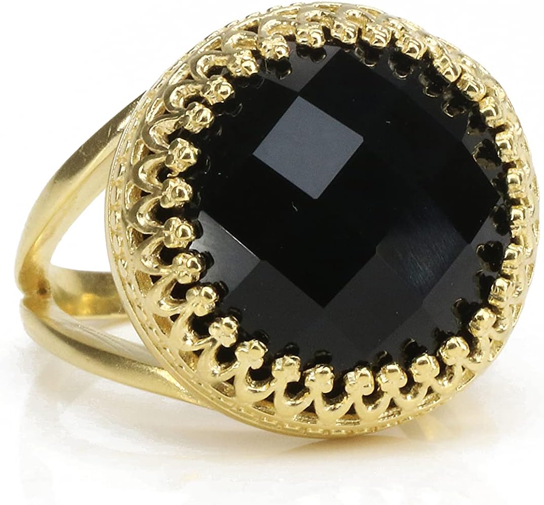 Striking Black Onyx Ring with 14k Gold-filled Ring Band - Handcrafted Black Onyx Rings for Women - Sizes 3-12.5 - Onyx Jewelry for Any Occasion - Handmade Jewelry