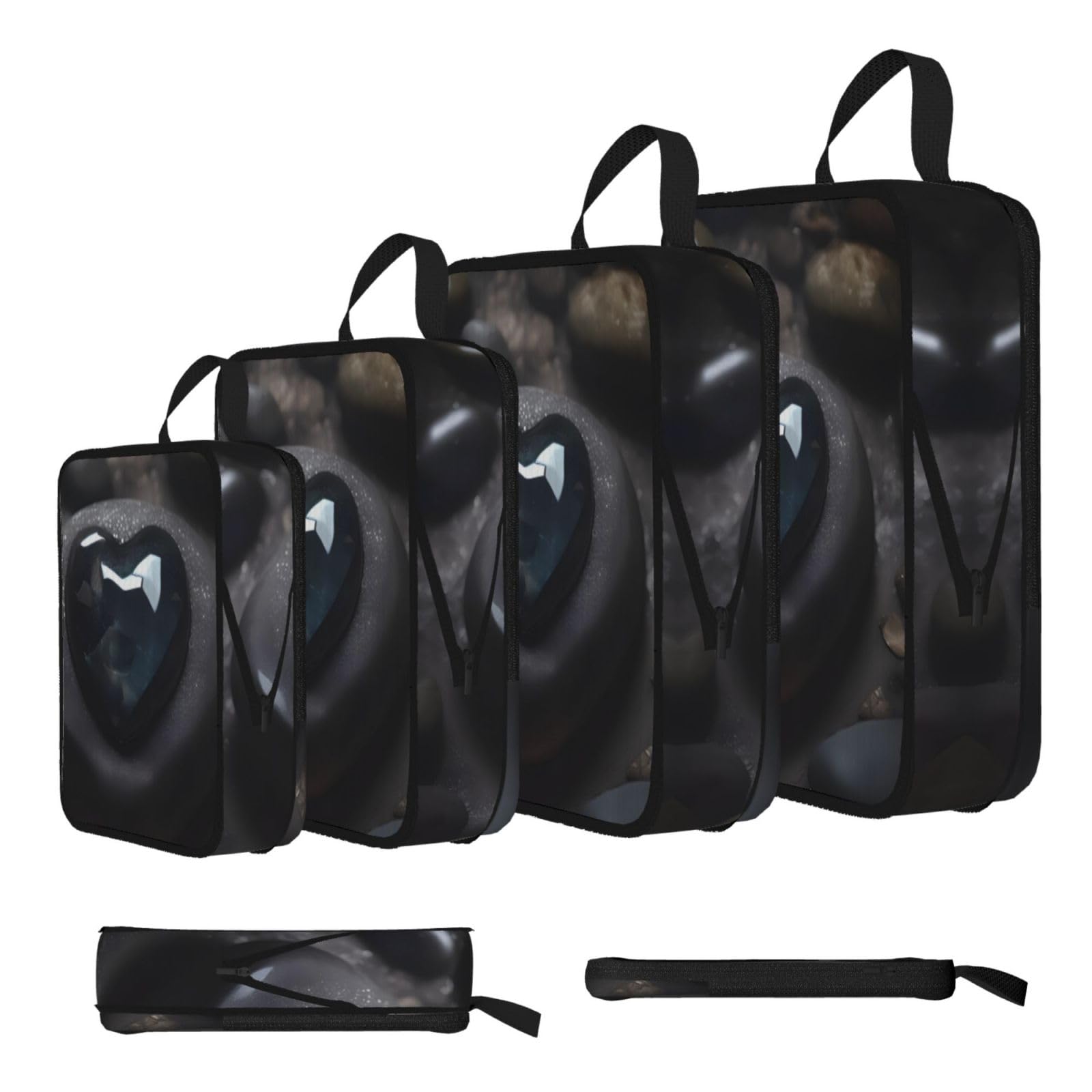 Sxzvvbn Black Mysterious Love Stone Compression Packing Cubes 4 Piece Set