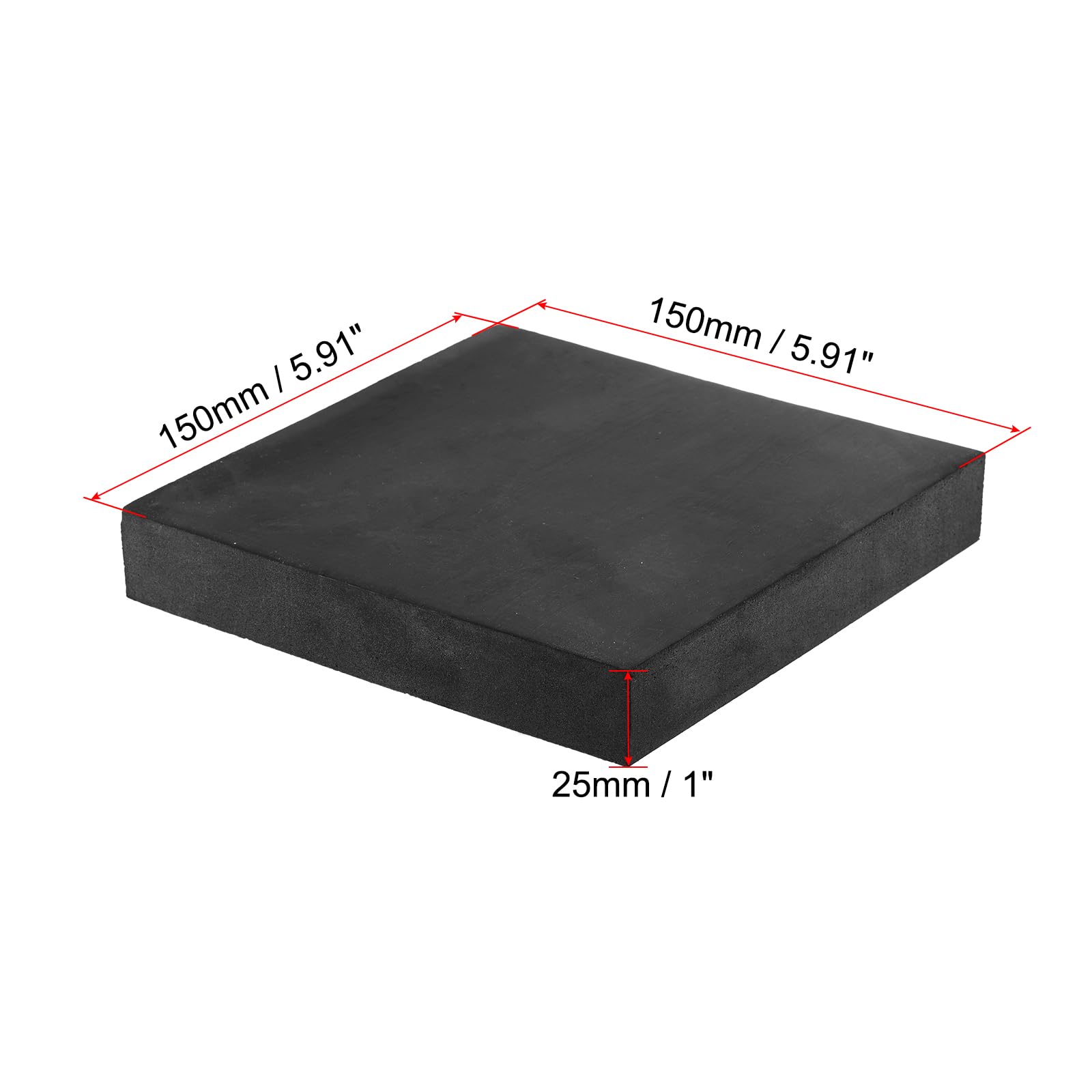 PATIKIL Almohadillas de Goma Antivibración 2 Unidades Almohadillas de Aislamiento de Vibración Cuadradas de 5.91" x 5.91" x 1" para HVAC Compresor de Aire Lavadora Negro