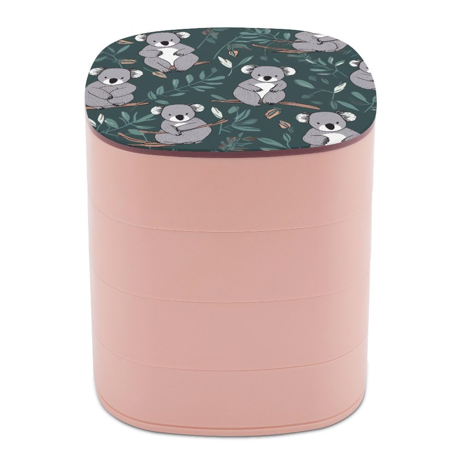 FekiLoot Lovely Koala Jewelry Box 4-Layers Rotatable Jewelry Organizer Storage Box with Mirror Cute Travel Jewelry Case Portable Earring Holder Organizer for Ring Necklace Bracelet