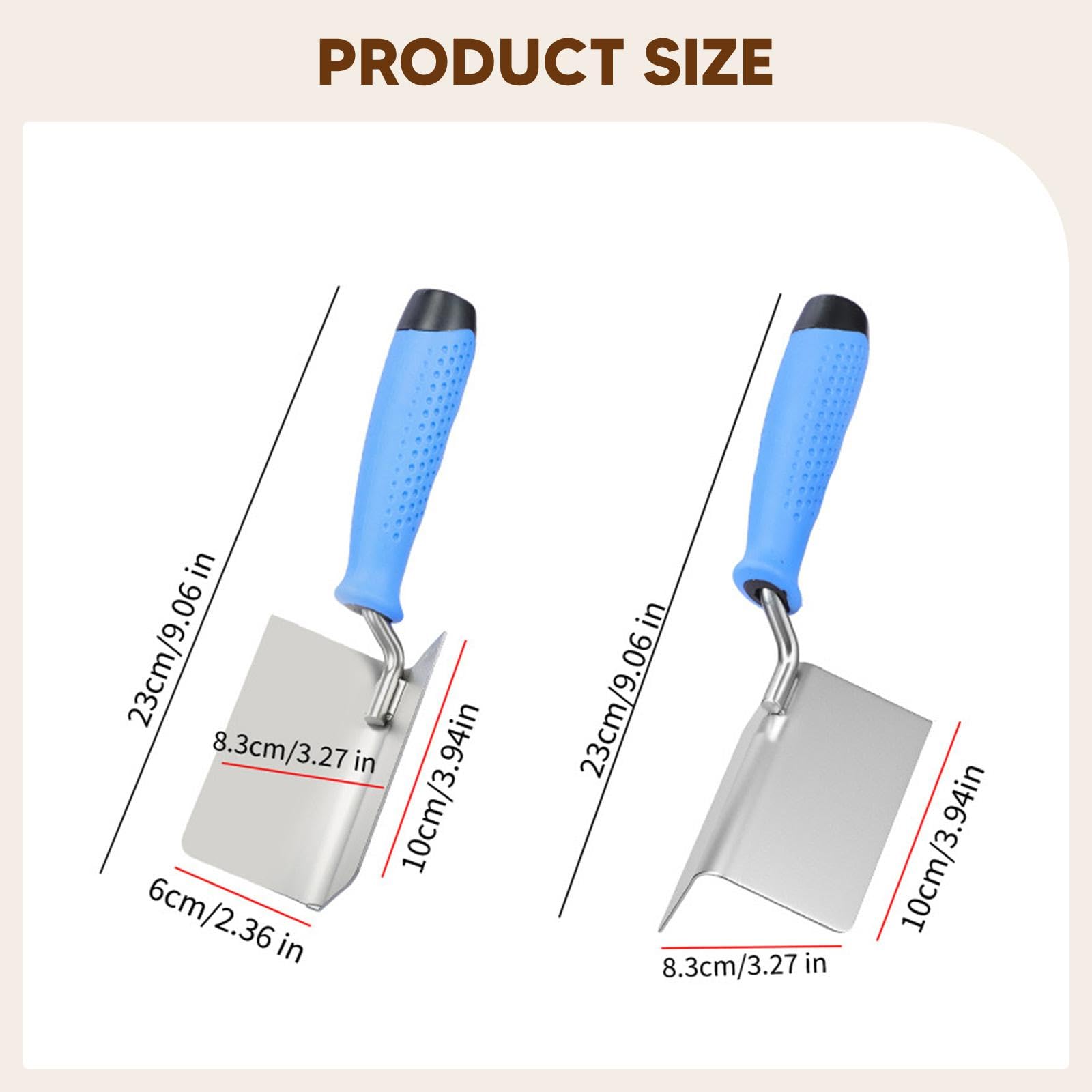 perfk 2X Set di Utensili manuali per Angoli in cartongesso, Fai da Te Esterno Interno con Impugnatura, cazzuola per intonaco angolare per Stucco