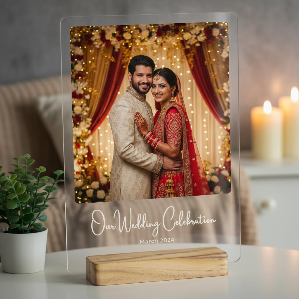 THE GRANDEUR Plastic Customized Photo Frame Plaque, Personalized Printed Frame with clear acrylic stand|Gift|Birthday|Anniversary Tabletop (6x8 inch, acrylic), Rectangular-image-49