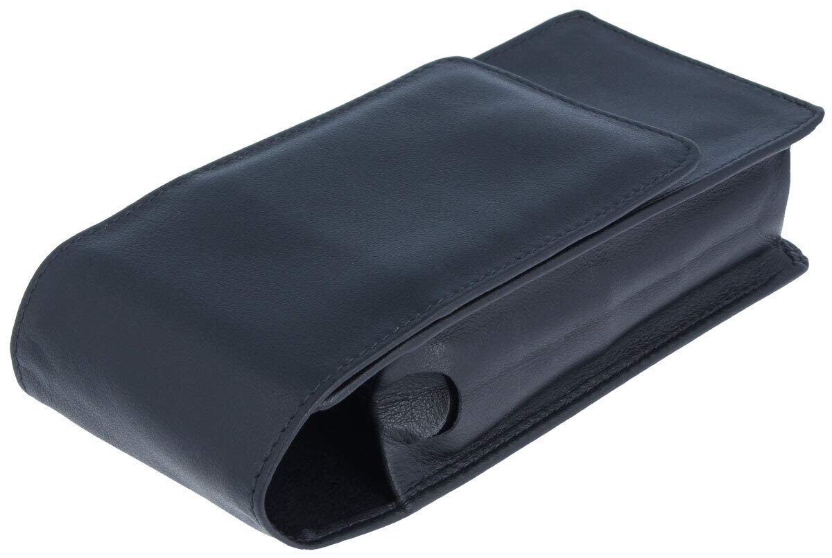 Pierre Leder-Stecketui mit Magnetknopf - Echtes Kalbsleder - Variables Brillenetui mit 3 RFID-Kartenfächern und 2 Stifthaltern - In Schwarz - 155 x 70 x 37 Millimeter