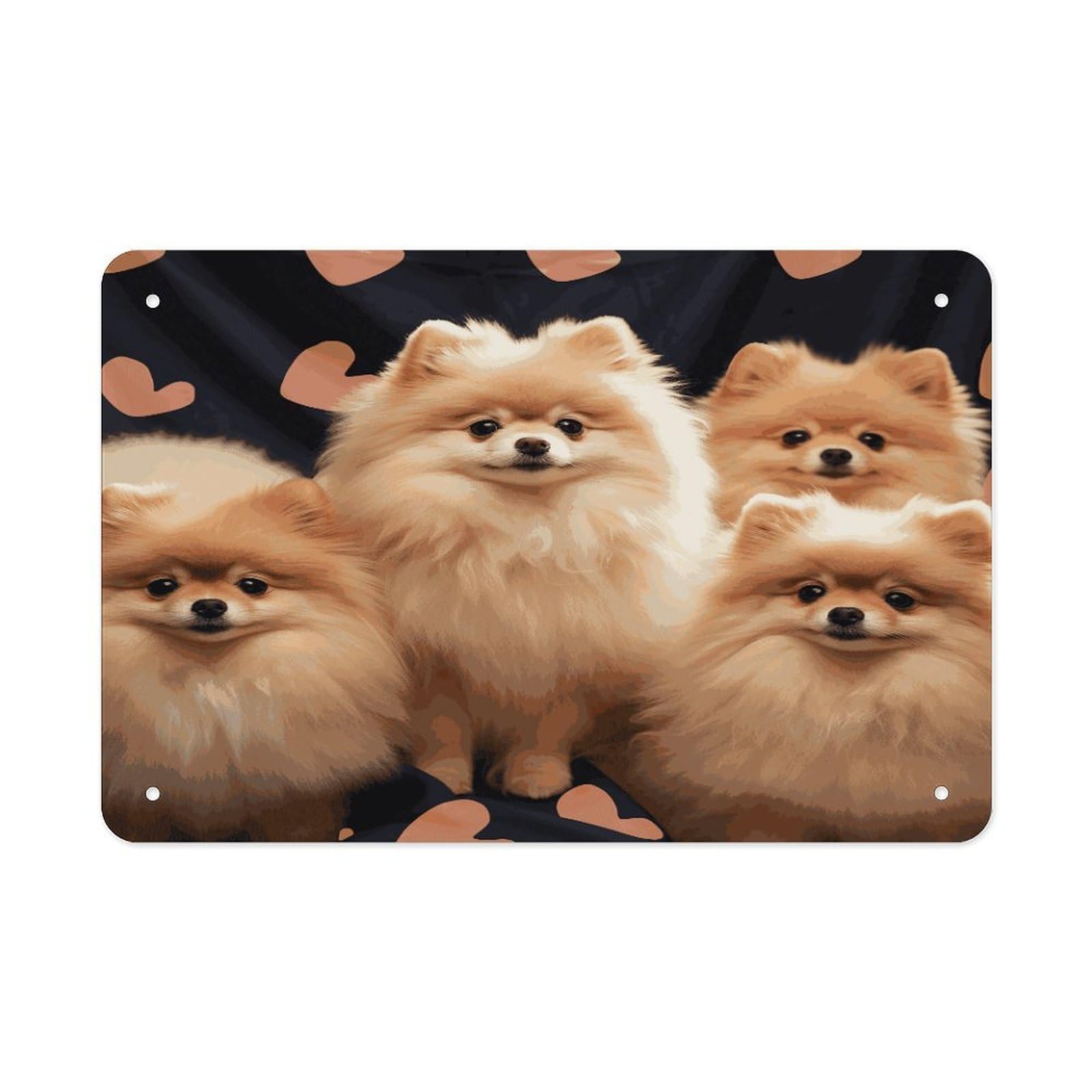 Fekiloot Style Pomeranians Puppies Metal Signs Wall Art Tin Sign