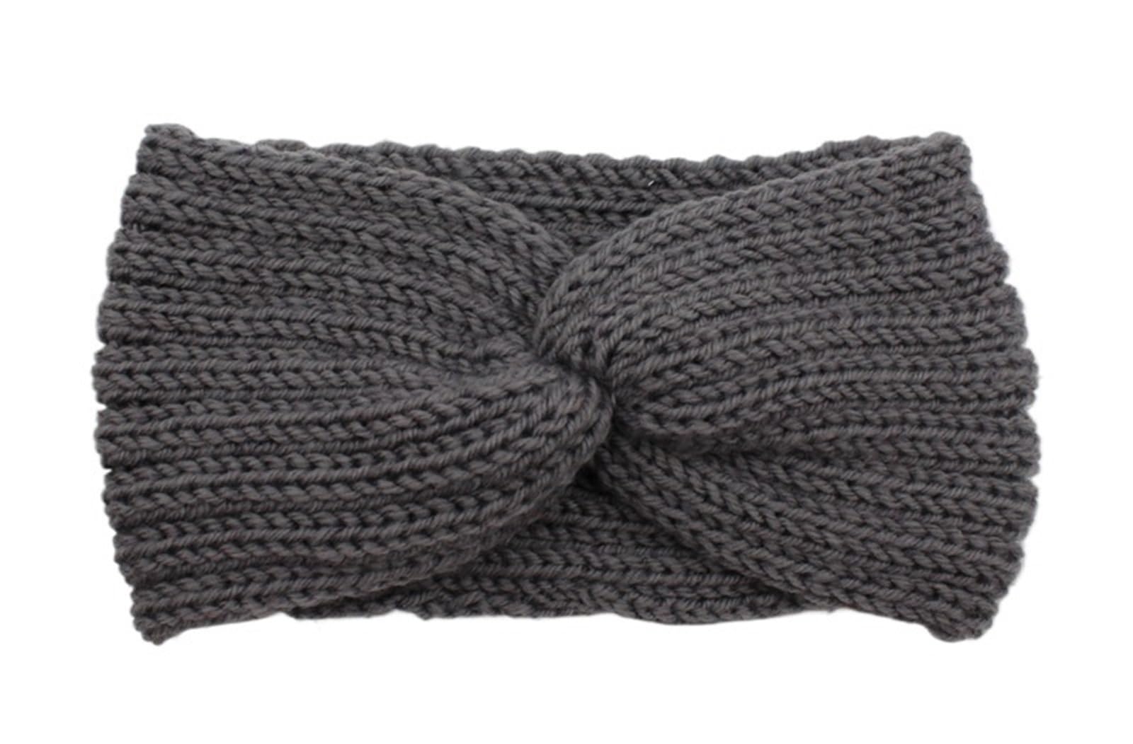 Stirnband 3PCS Perle Gestrickte Kreuz Stirnbänder for Frauen Mädchen Handgemachte Haar Zubehör Herbst Winter Headwear Ohr Wärmer Elastische Haarband Winter Stirnband(Grey B)