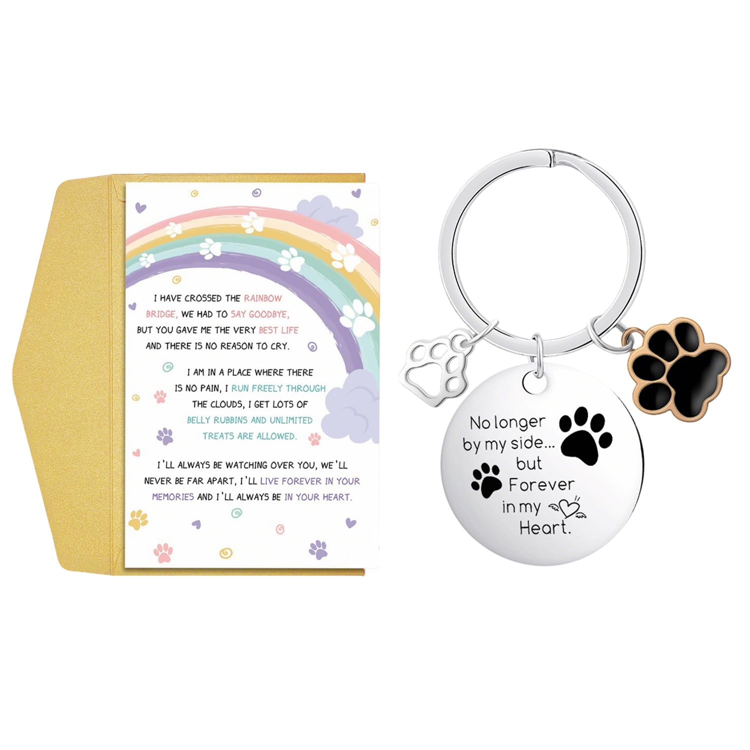 Sympathy Card Loss of Pet Dog Memorial Gifts Sorry for Your Loss Card with Envelope Pet Bereavement Gifts with Dog Memorial Keyring for Pet Dog Cat Lover