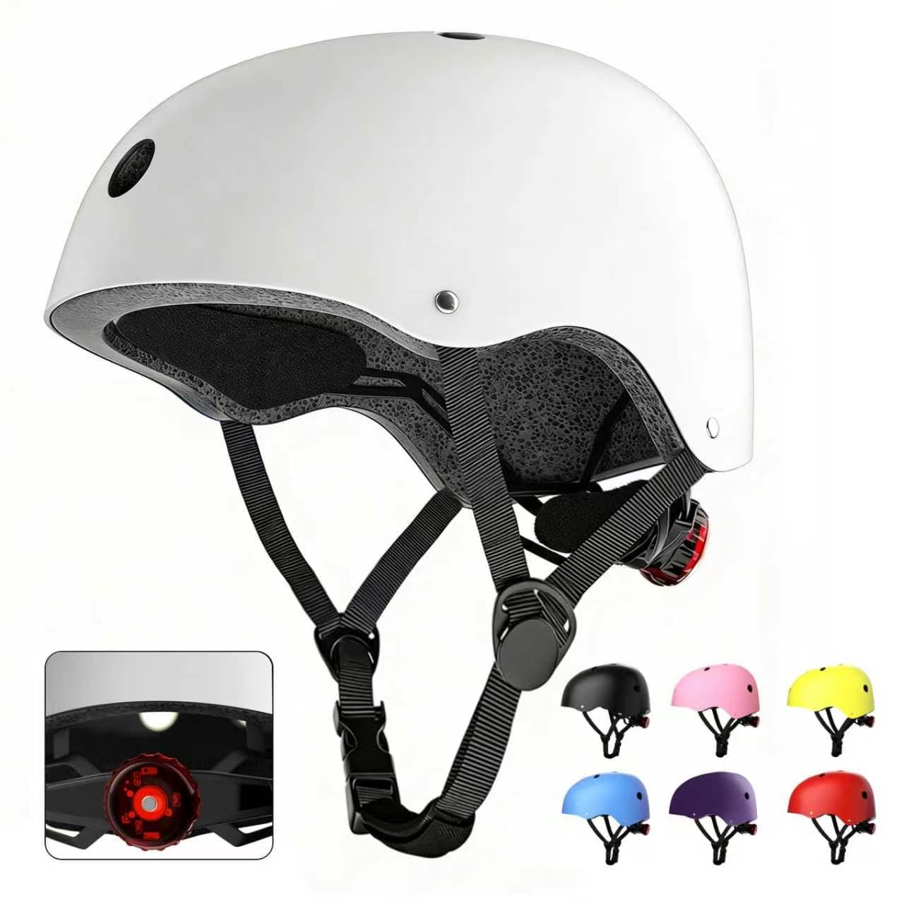 Kids Bike Helmet，Adjustable Multi-Sport Boys & Girls Bicycle Helmet Ages 5 8 12, Kids Helmet Size 51-58cm for Skateboard Scooter Roller Skate (White,XS:20.08"-22.05")