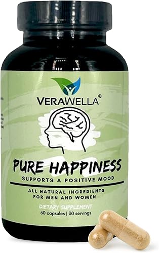 VeraWella - Cápsulas Pure Happiness para mejorar el estado de ánimo, apoyo natural del estado de ánimo para controlar los niveles de estrés,