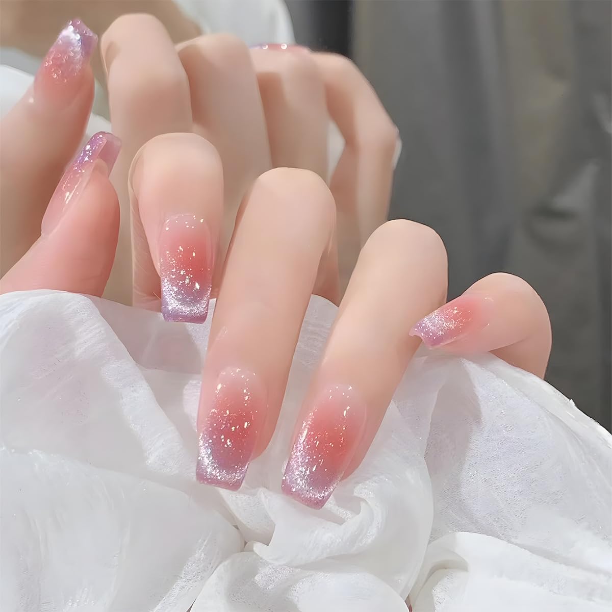 Amazon | ネイルチップショート キャッツアイ ネイルチップ 24枚入