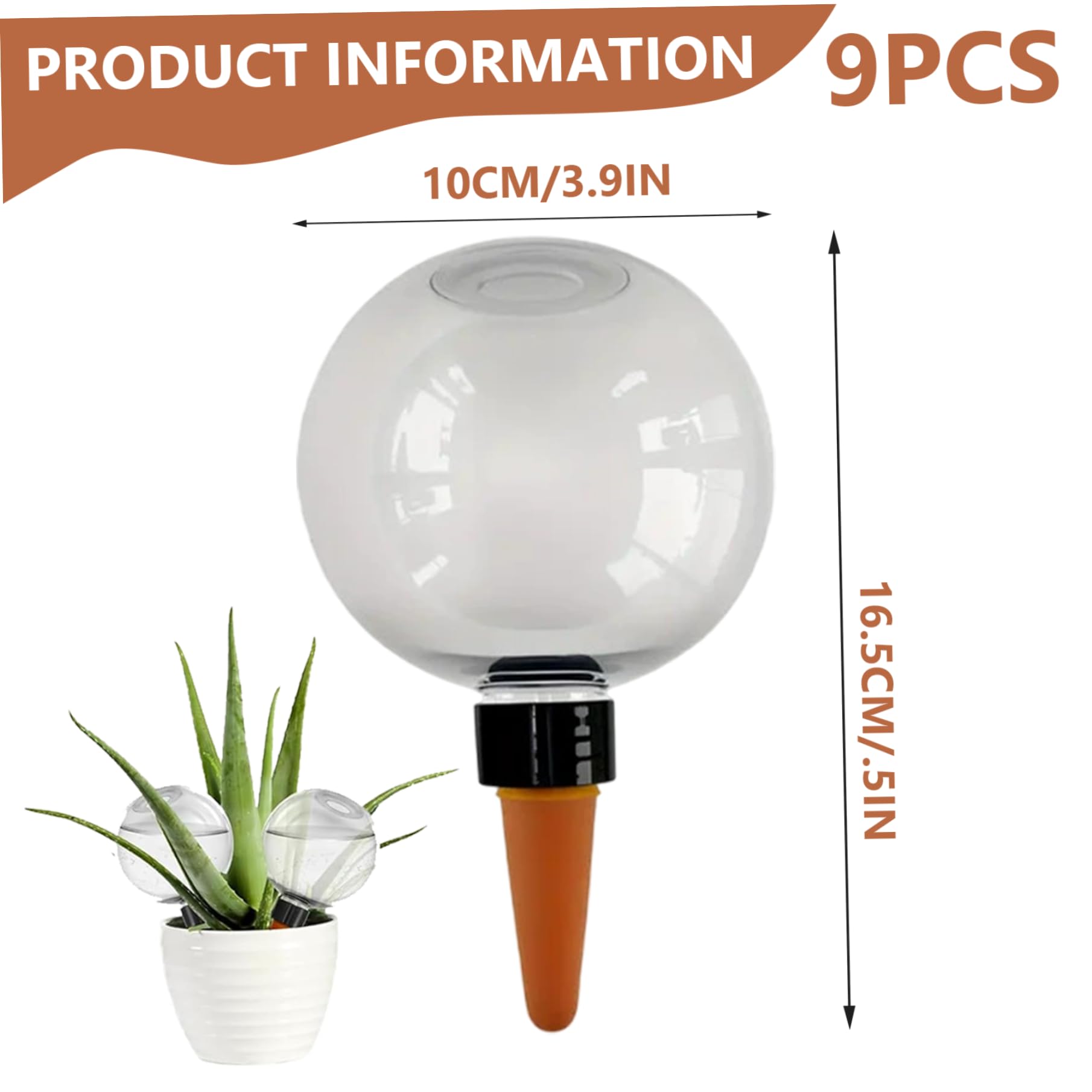 Arroseur Automatique pour planteslot de 9 Globes à arrosage automatique500 ML (17, 5 oz) en plastiqueremplissage par Le Haut et système d'arrosage à Diffusion Lente.