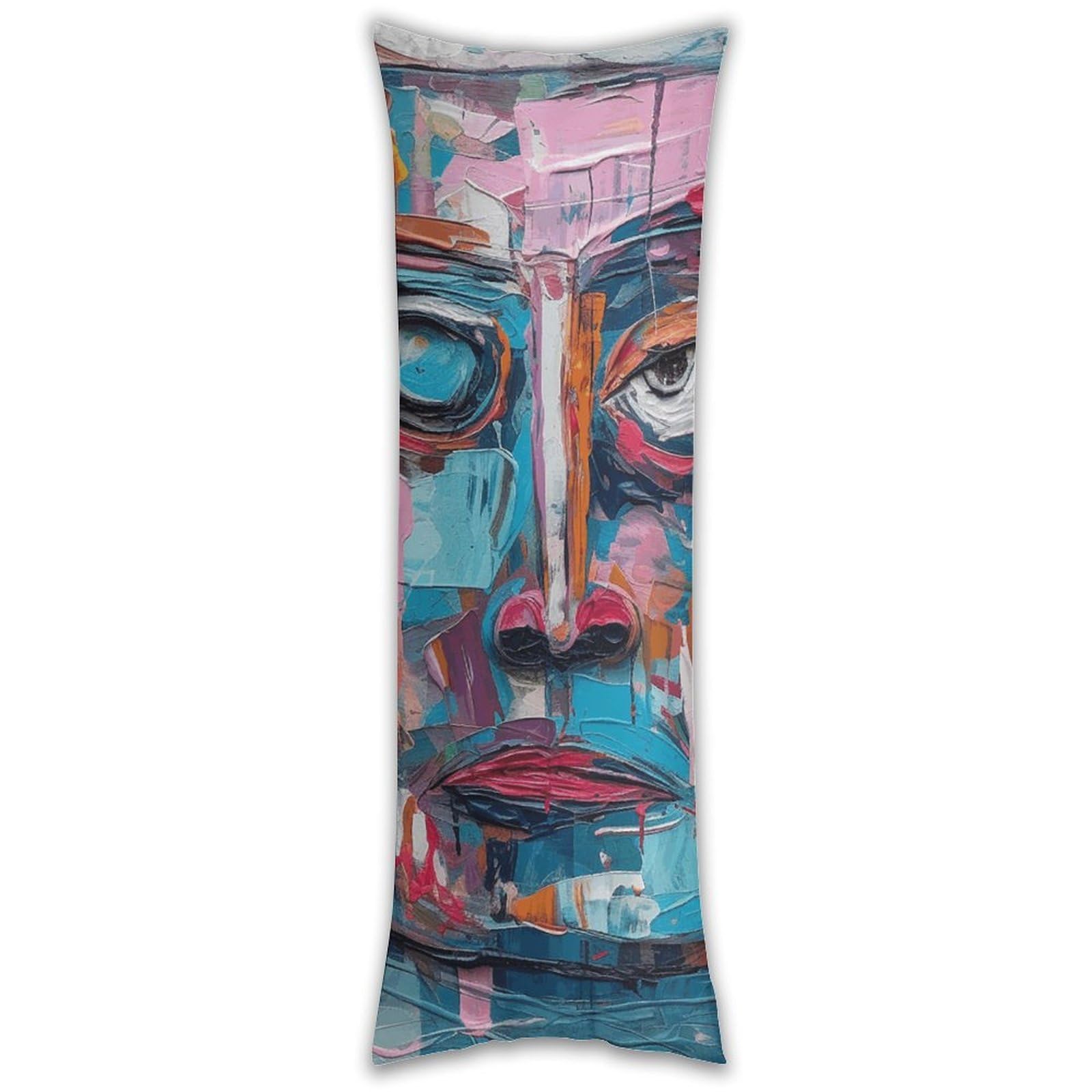 Peach and Blue Face Pillowcase Long Pillow Case Cozy Pillow Cover Pillow Protector Soft Long Cushion Case Long Body Lumbar Decorative Throw Pillow Cover for Bed Sofa Couch 18.9 X 53 Inches