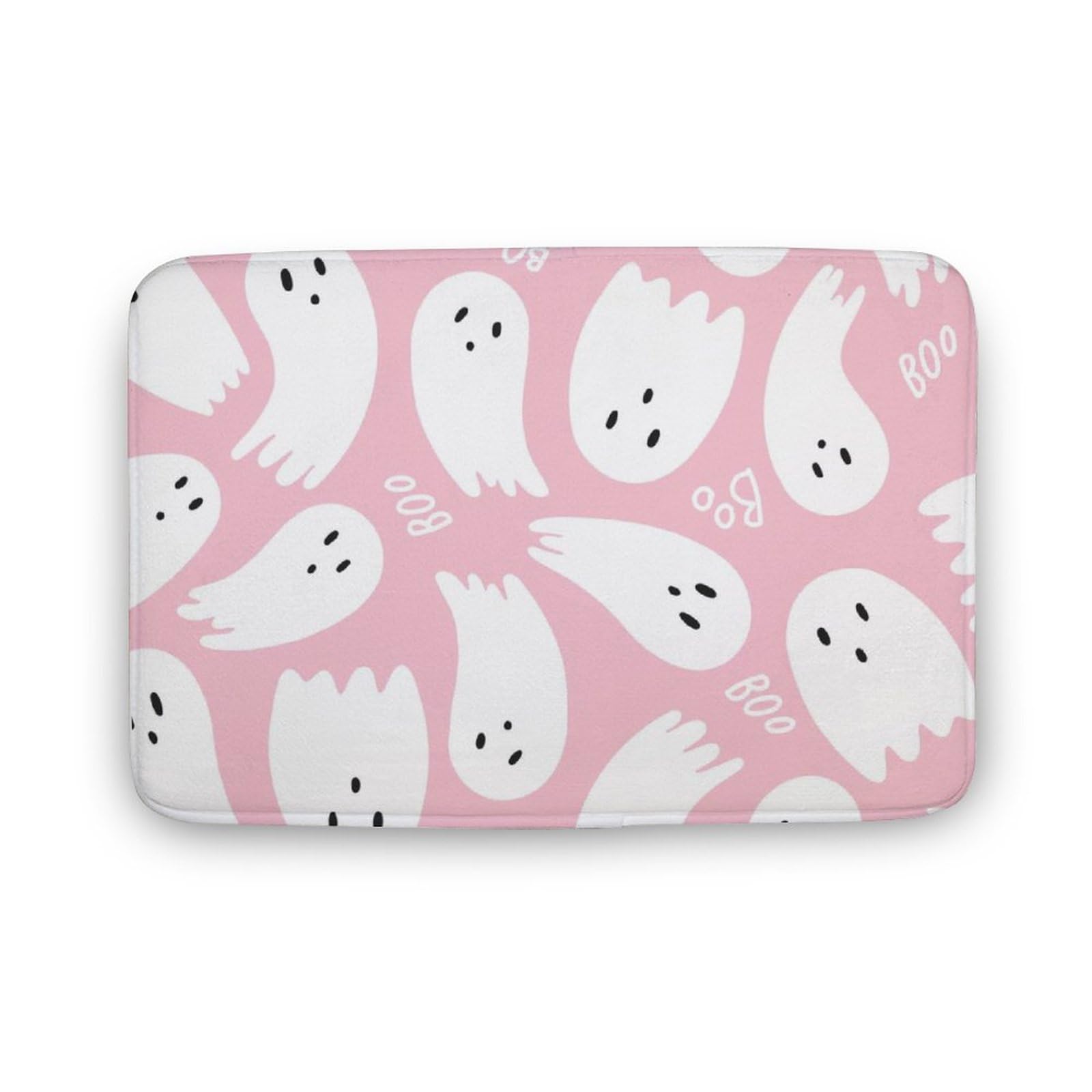 MoBlinko Pink Cute Ghost Bathroom Rugs Halloween Pattern Bath Mat Non Slip Washable Indoor Door Mat Kitchen Rugs Runner Carpet for Bathroom Home Office Living Room 24 X 16 Inches