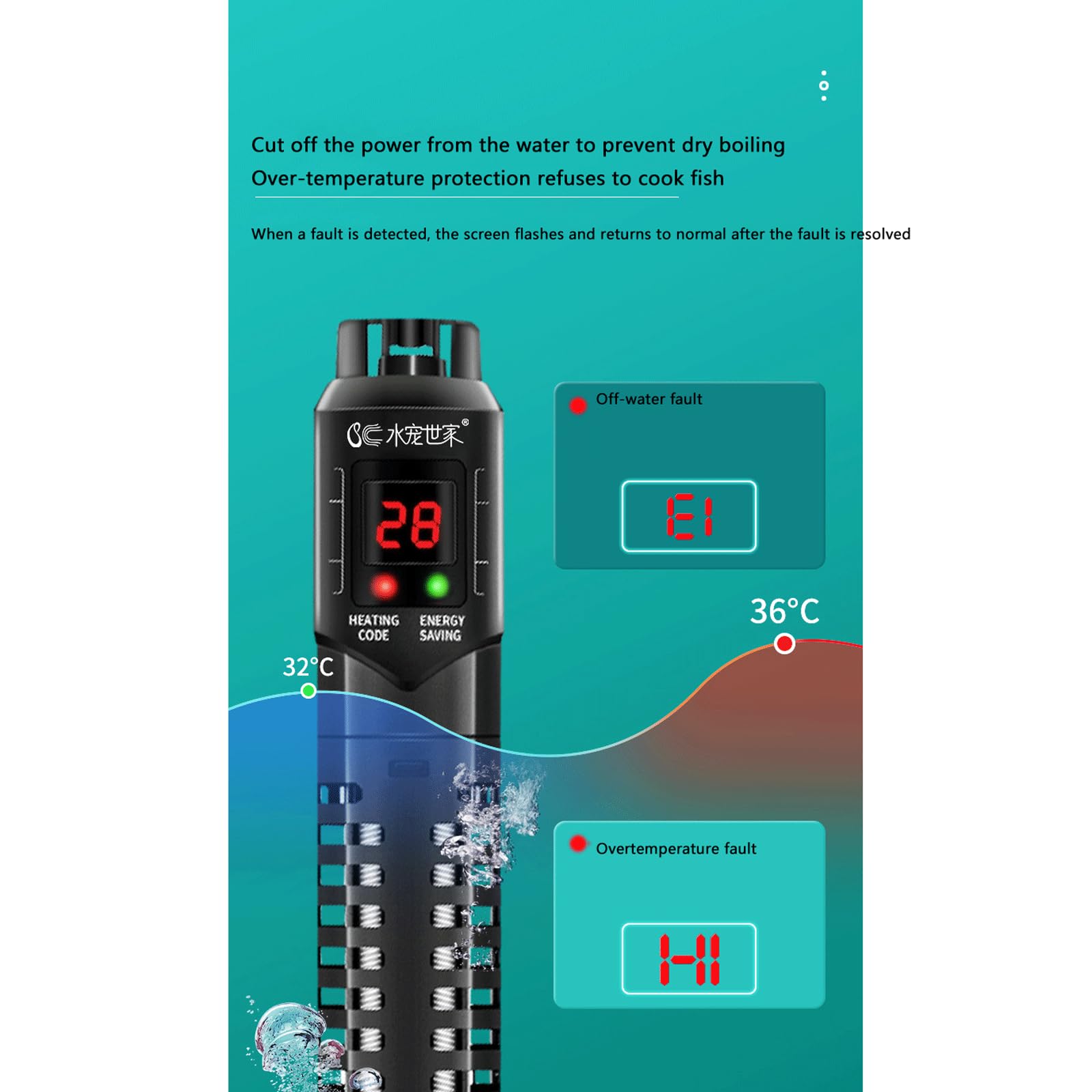 Calentador Acuario Acuario Calentador Varilla Automática Inteligente Ahorro De Temperatura Constante Potencia Calentador,500W