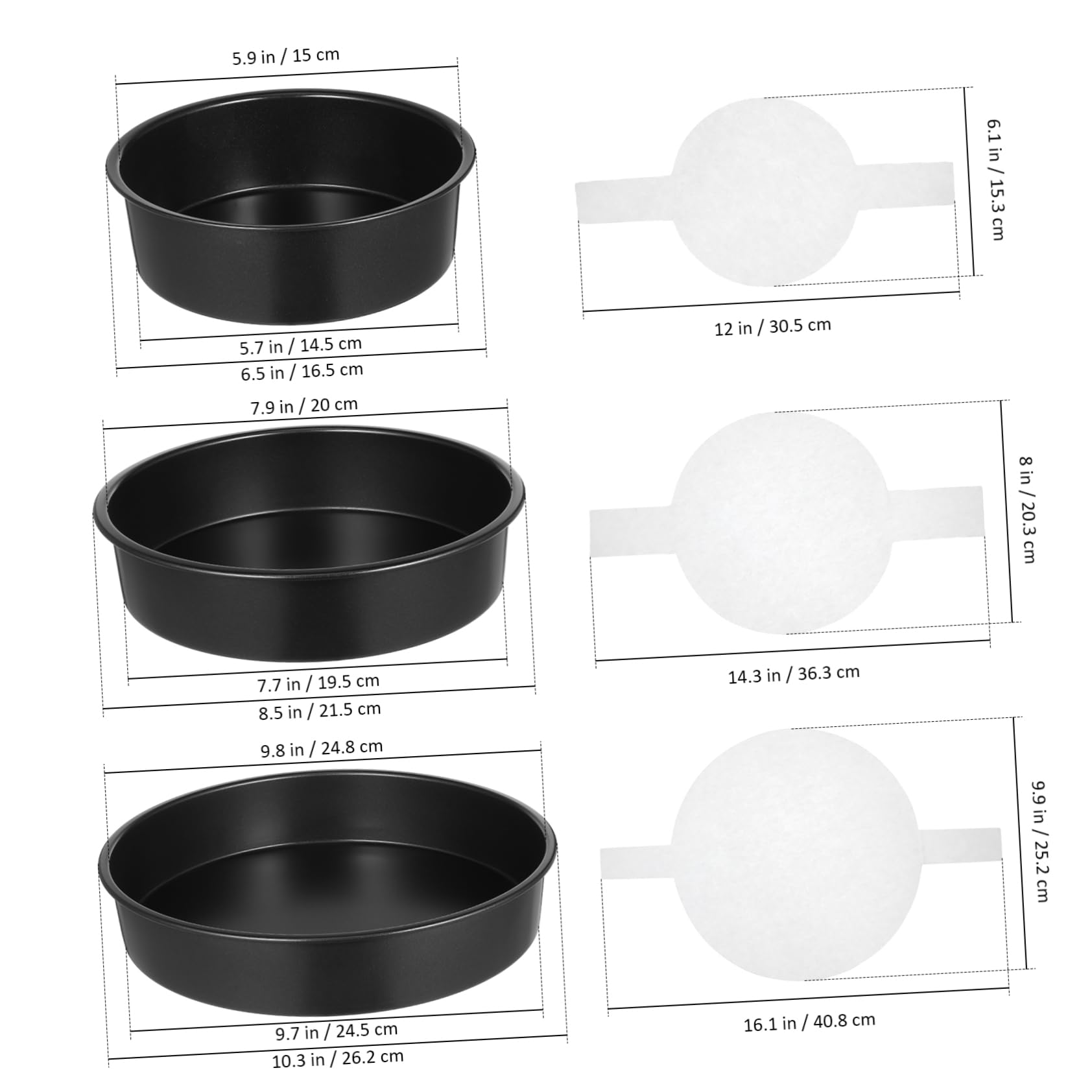 Amosfun Forniture Per La Cottura Al Forno 3 Pezzi Teglie Rotonde Per Torte in Carta Da Forno Antiaderente Per Torte A Strati 6 8 10