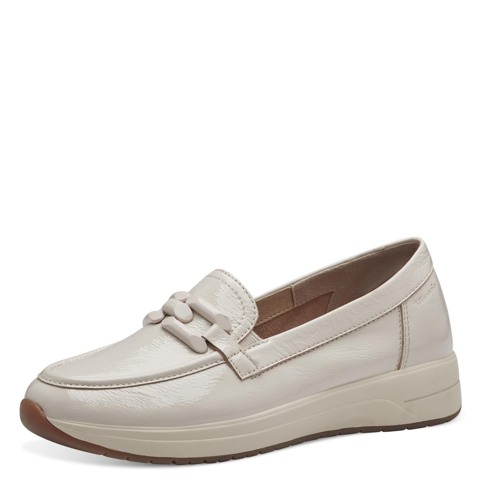 Tamaris Comfort Women’s Leather Slippers Comfortable, Creme Patent, 7,5 UK