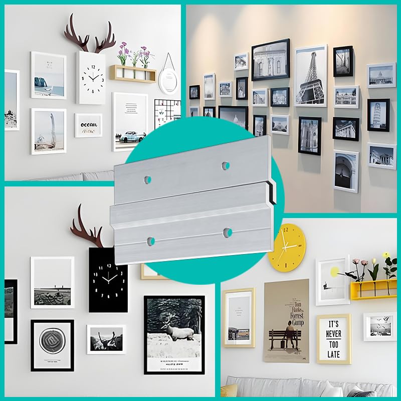 Image of Cleat Picture Hanger Hardware Kit - 8 Pairs 2'' Aluminum Z Hanger Wall Mount Bracket Kit, Interlocking Z Clips for Hanging Wall Art, Mirrors, Panels, Cabinets, Whiteboards