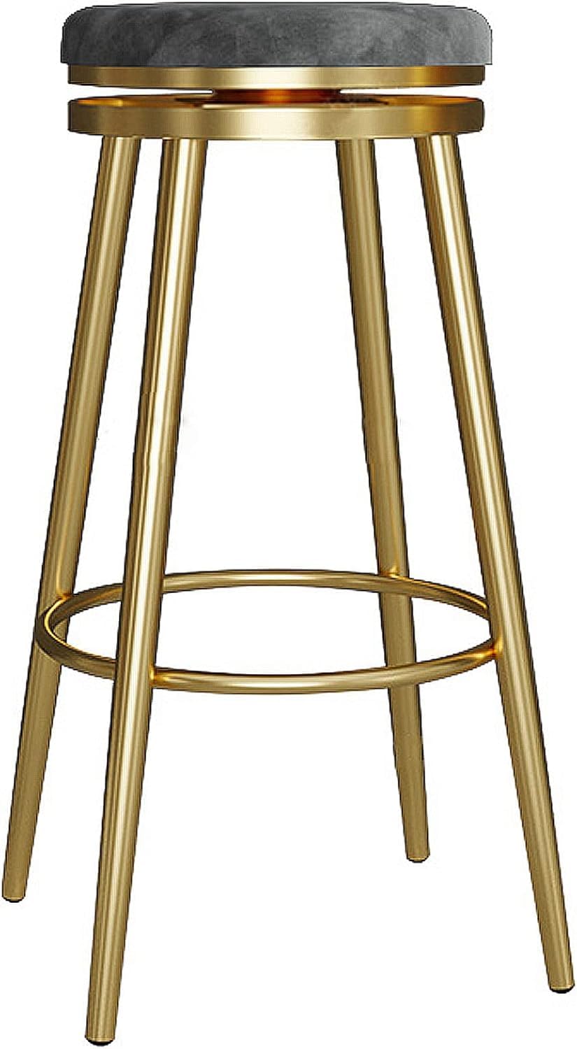 Tabourets de bar pivotants en velours gris 65cm pour îlot de cuisine élégant