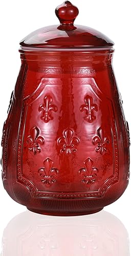 G Tarros de galletas y dulces con tapas herméticas para almacenamiento de alimentos hogar rojo MD 43 x H 72 pulgadas