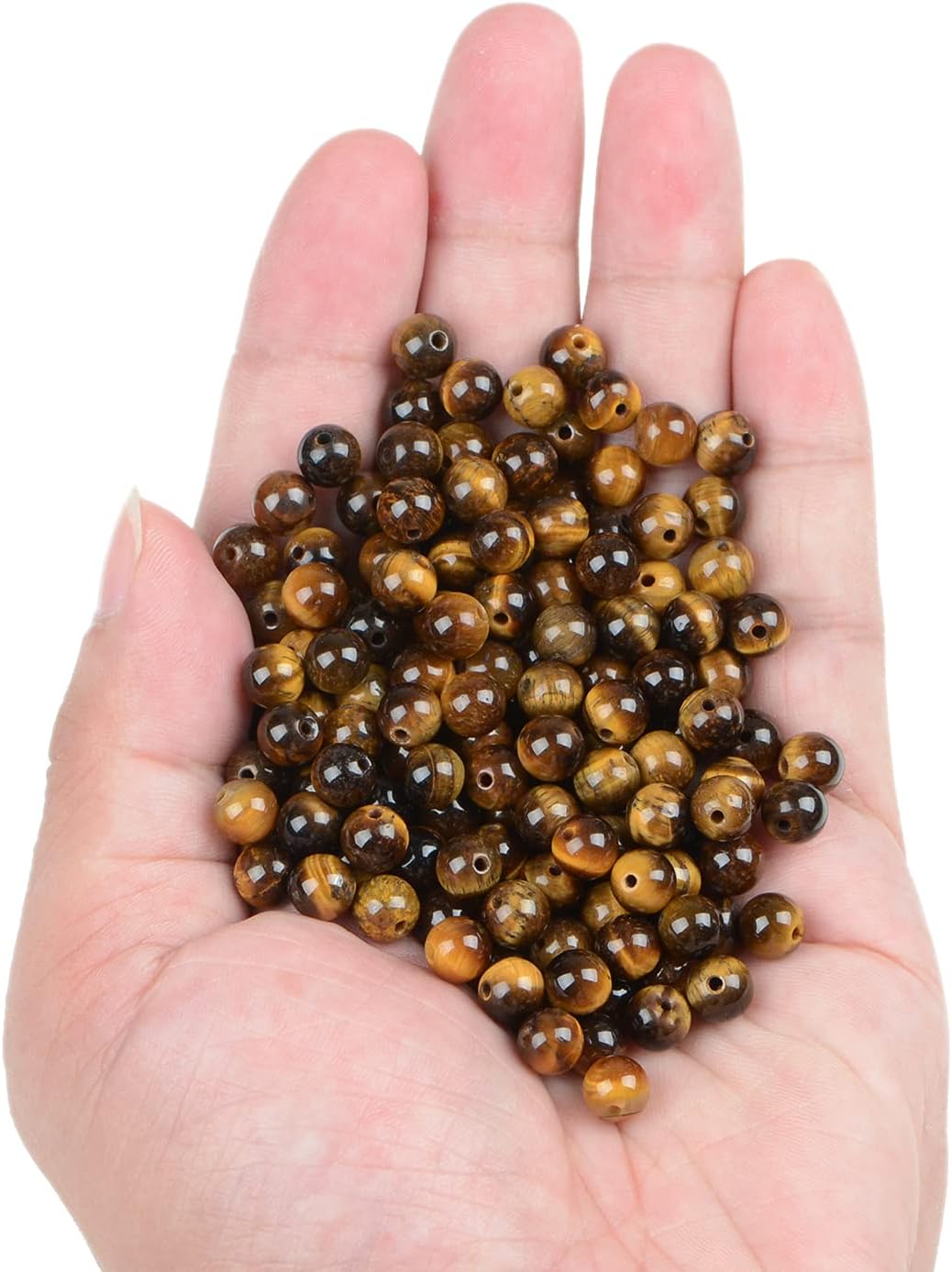 Bymitel 210pcs Natural Crystal Beads Stone Gemstone Round Energy Healing Loose Beads with Stretch Cord for Jewelry Making Bracelets Anklets (Yellow Tiger Eye's, 6mm 210pcs) Yellow Tiger Eye's 6mm 210pcs