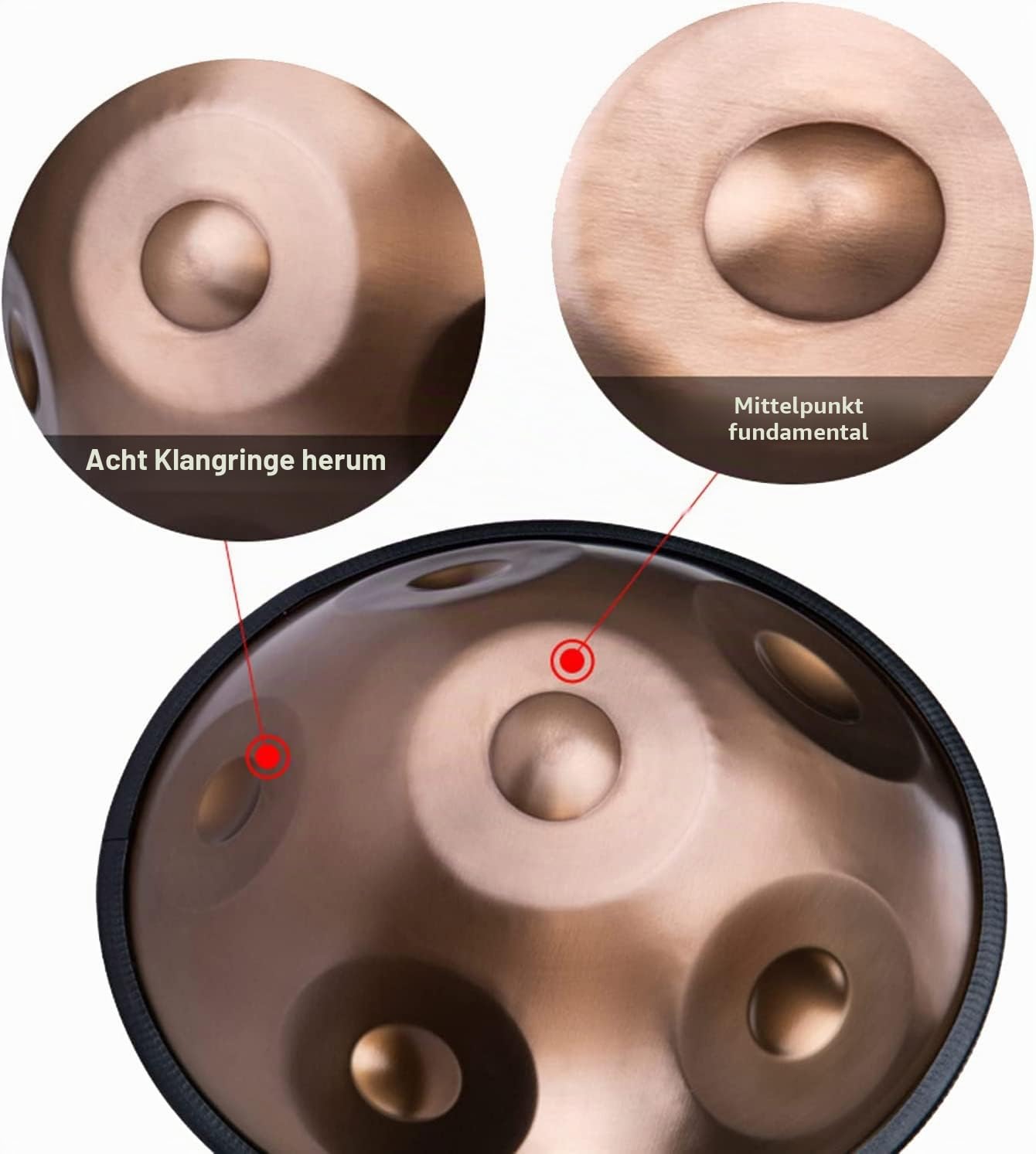 Handpan Harmonische Trommel Hand Pan 9 10 12 14 Noten Professionelles Schlaginstrument Handpan aus Stahl mit Reisetasche Dekoration aus Seil und Schläger für Meditation Yoga Zen