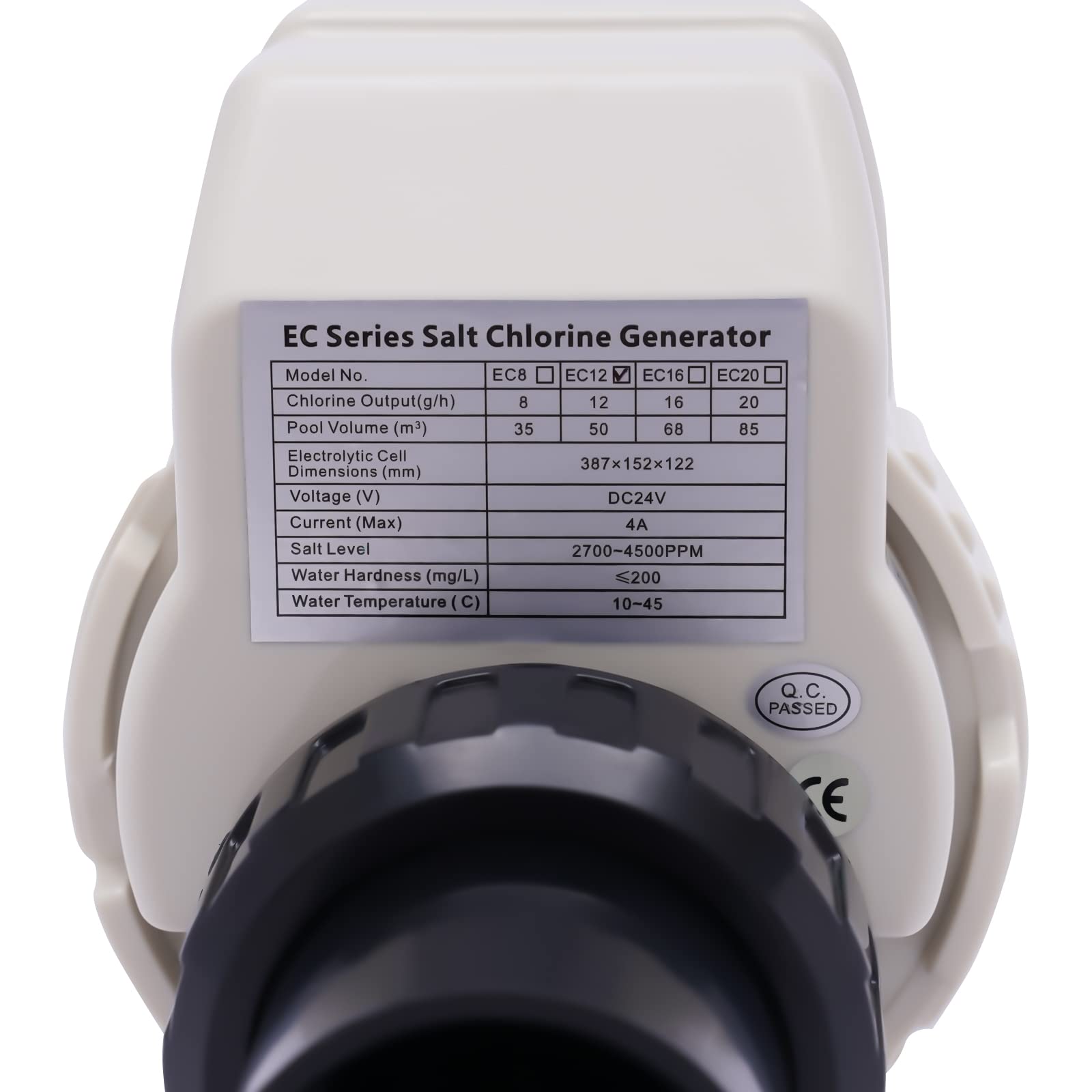 Elettrolizzatore per piscina al sale, 8 g/H, generatore di acqua salata, cloratore per piscina, impianto di sale, cloratore d'acqua salata, 50 m³, per piscine termali, serbatoi di nuoto