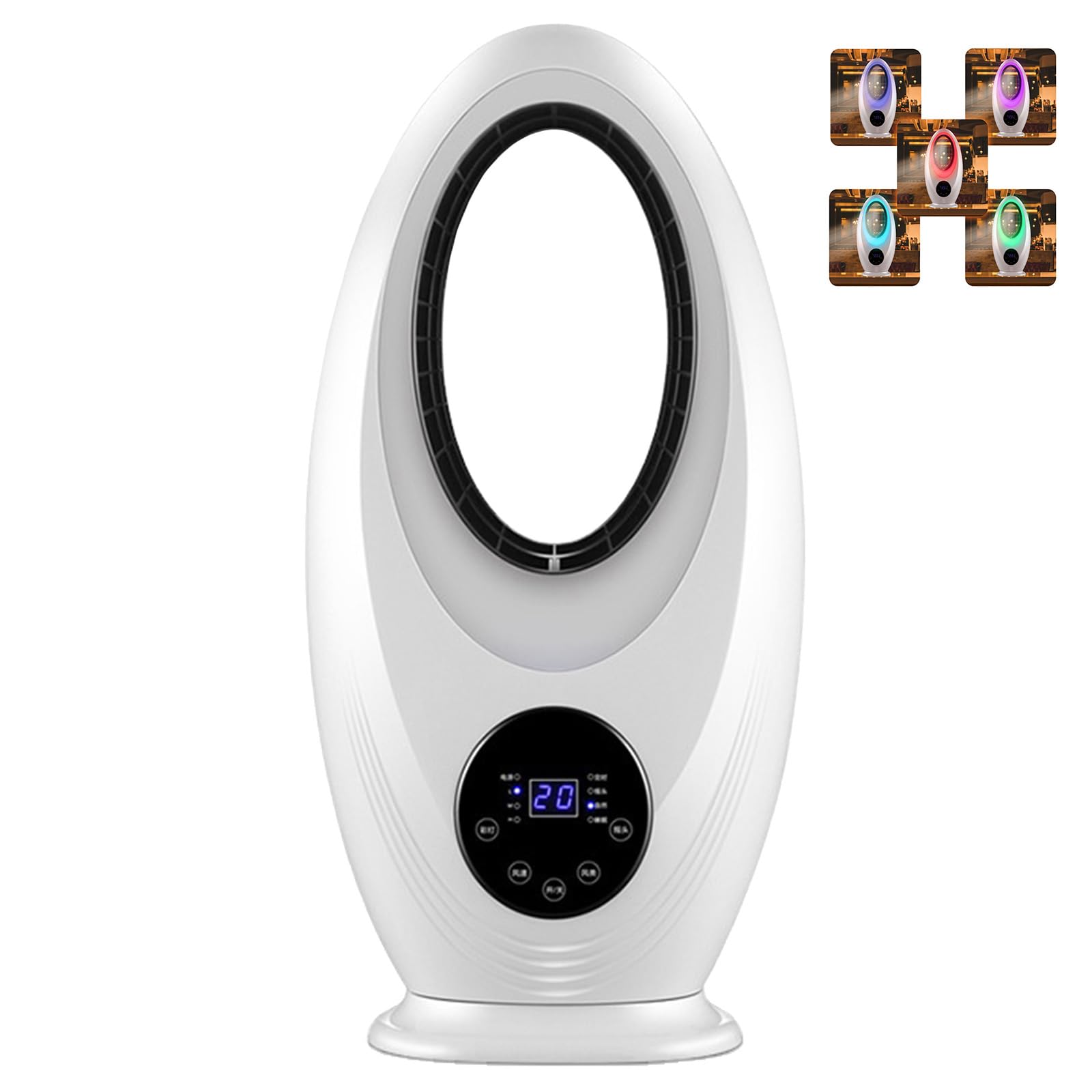 Ventilatore a Torre Senza Pale | Rotazione 60º | Telecomando | 3 Livelli di Velocità | Timer 7,5 ore | Condizionatore Portatile | con Luce Notturna | Casa